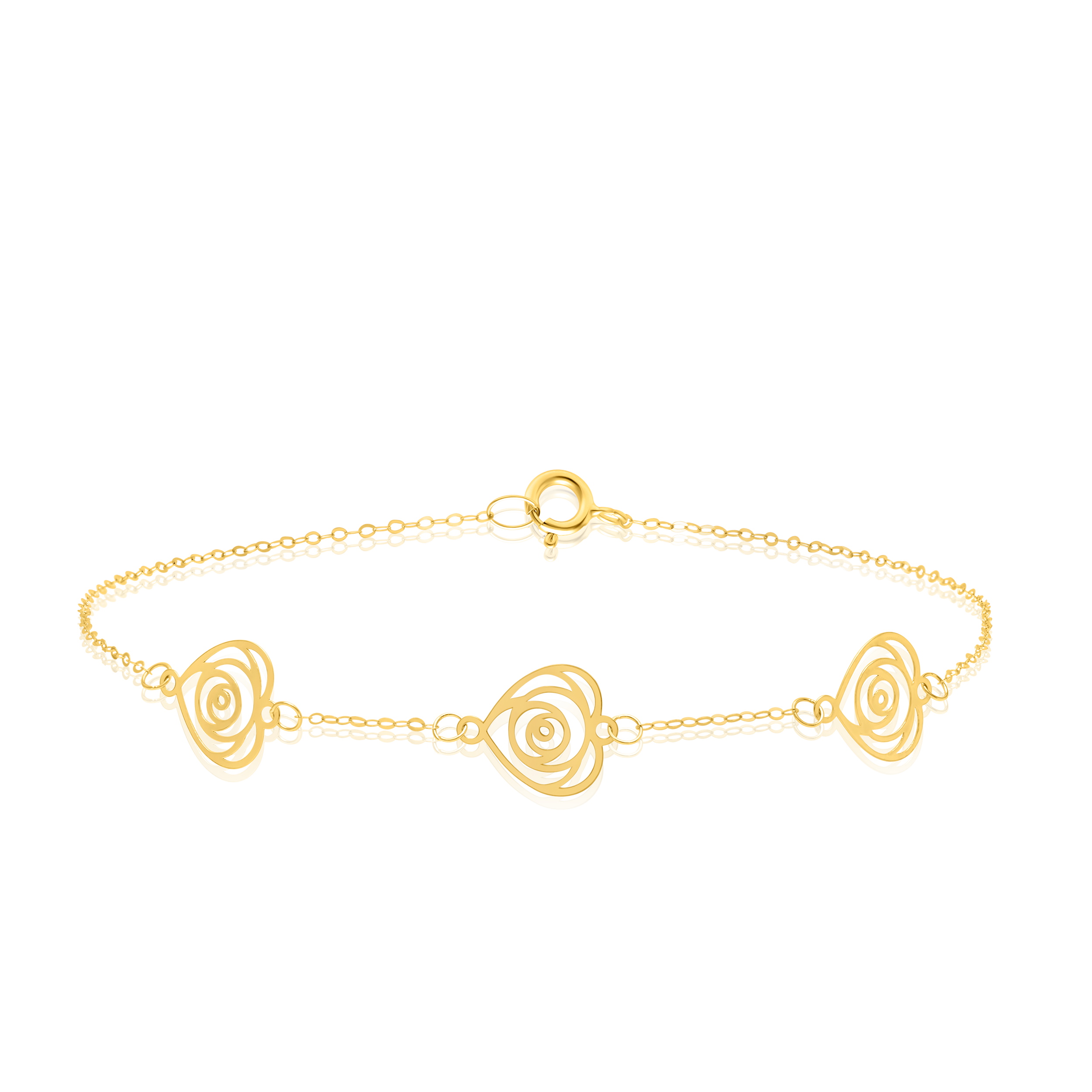 18K Pure Gold Fine Heart Bracelet