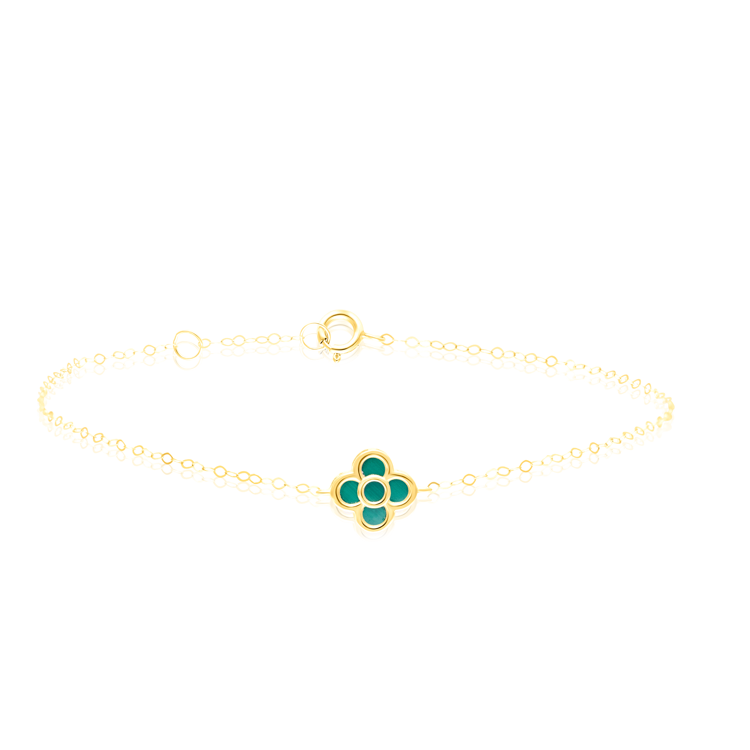 18K Pure Gold Green Flower Bracelet