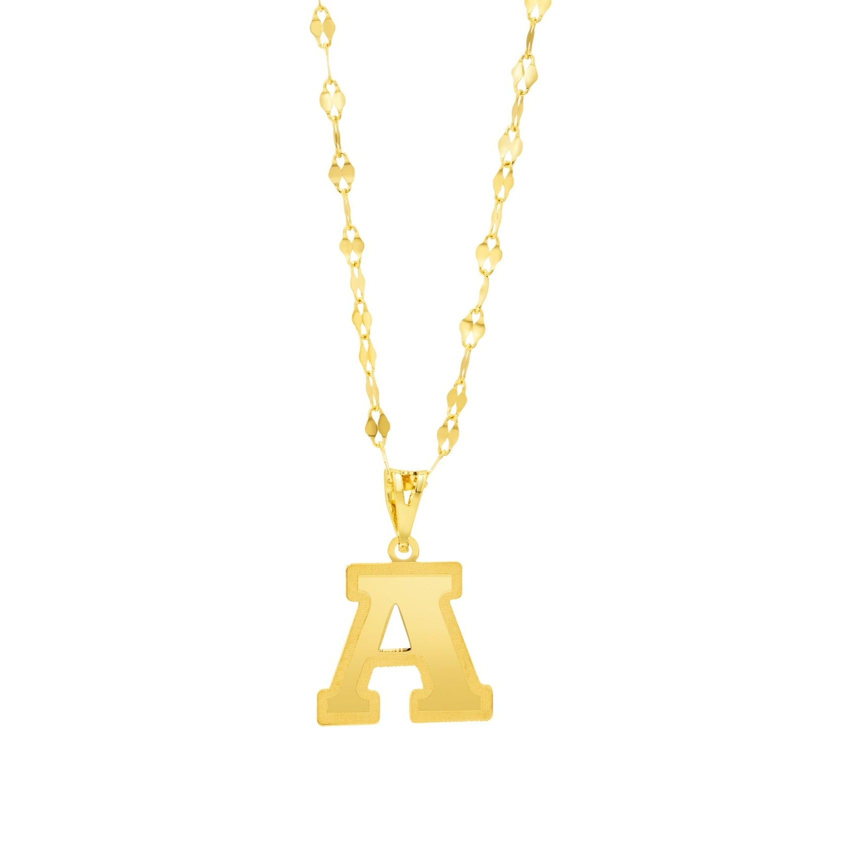 18K Pure Gold Letter A Necklace