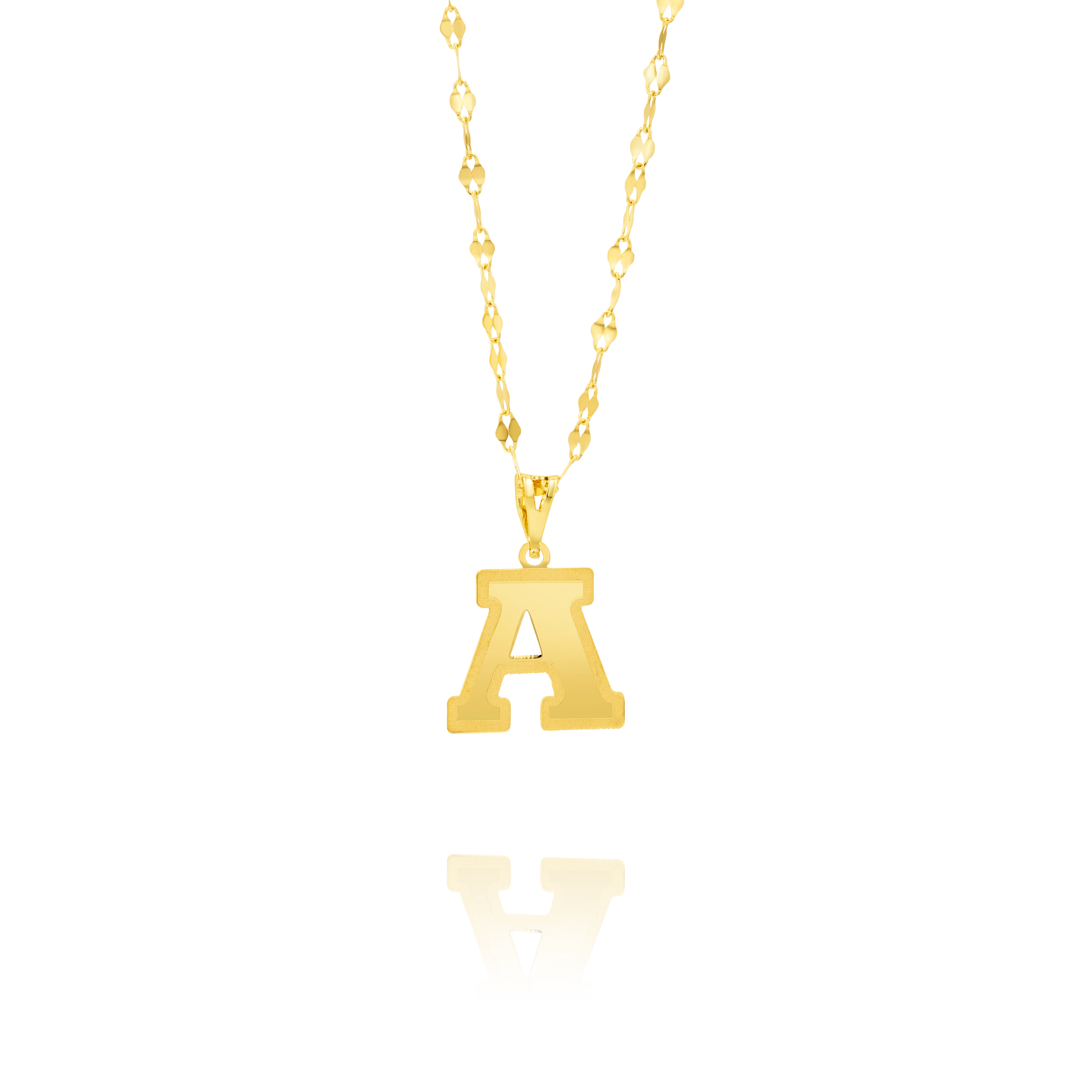 18K Pure Gold Letter A Necklace
