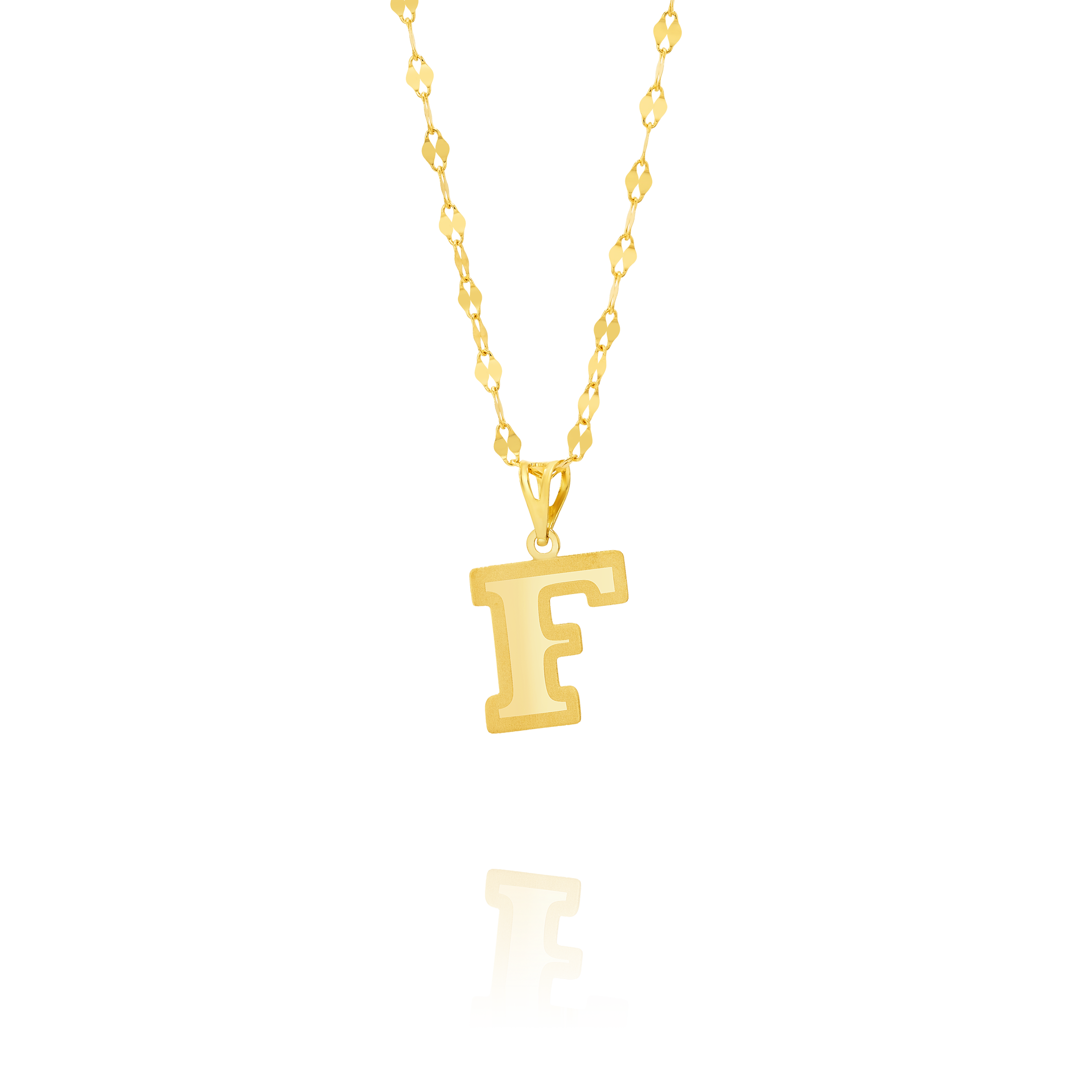 18K Pure Gold Letter F Necklace