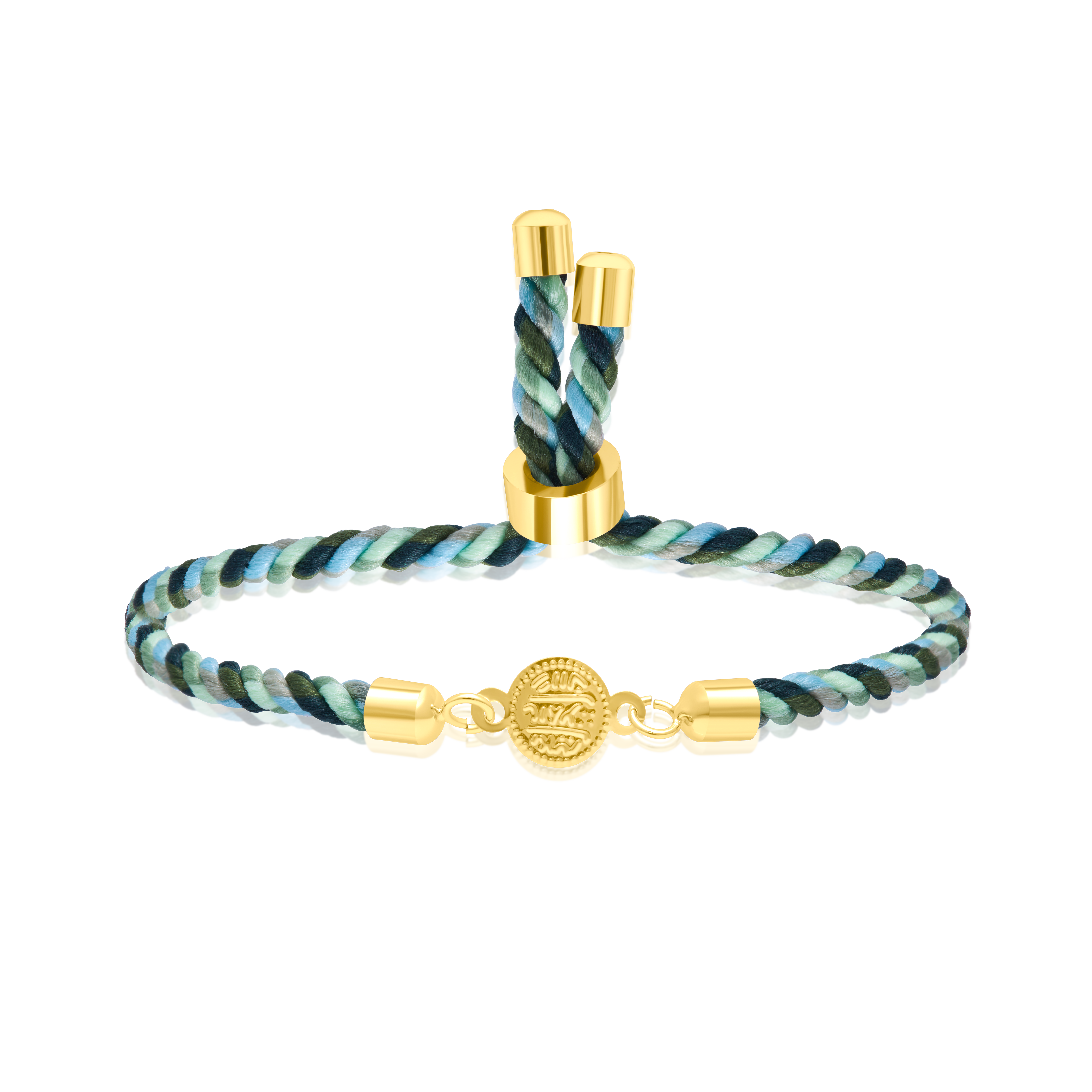 18K Pure Gold Multi Color Thread Coin Bracelet