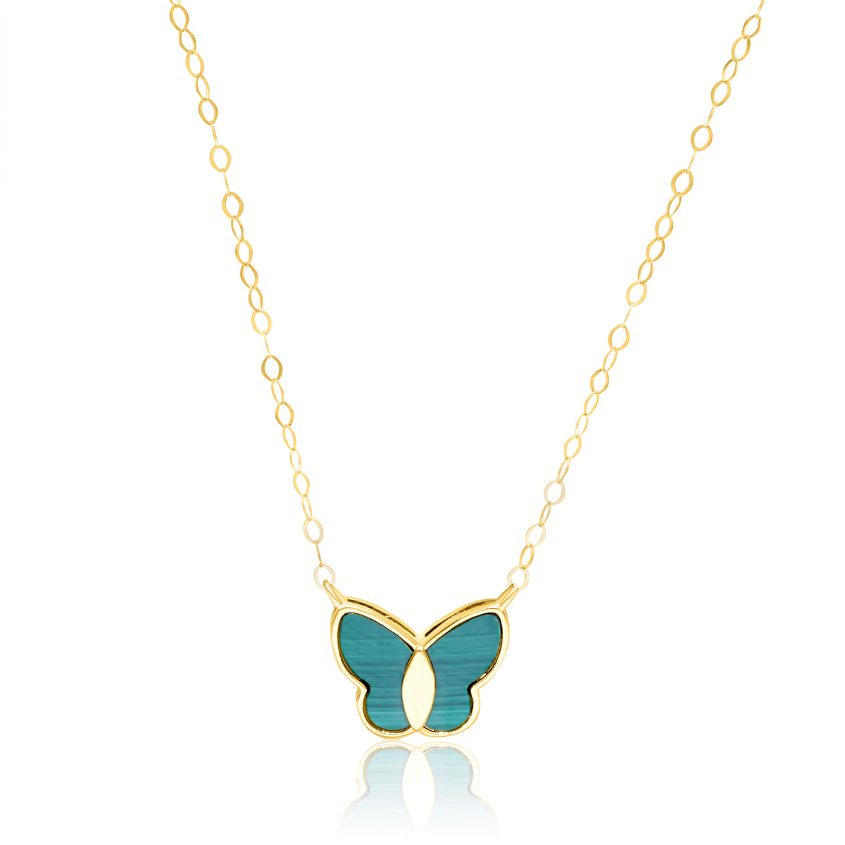 18K Pure Gold Butterfly Green Necklace Talagold – Tala Gold Collection