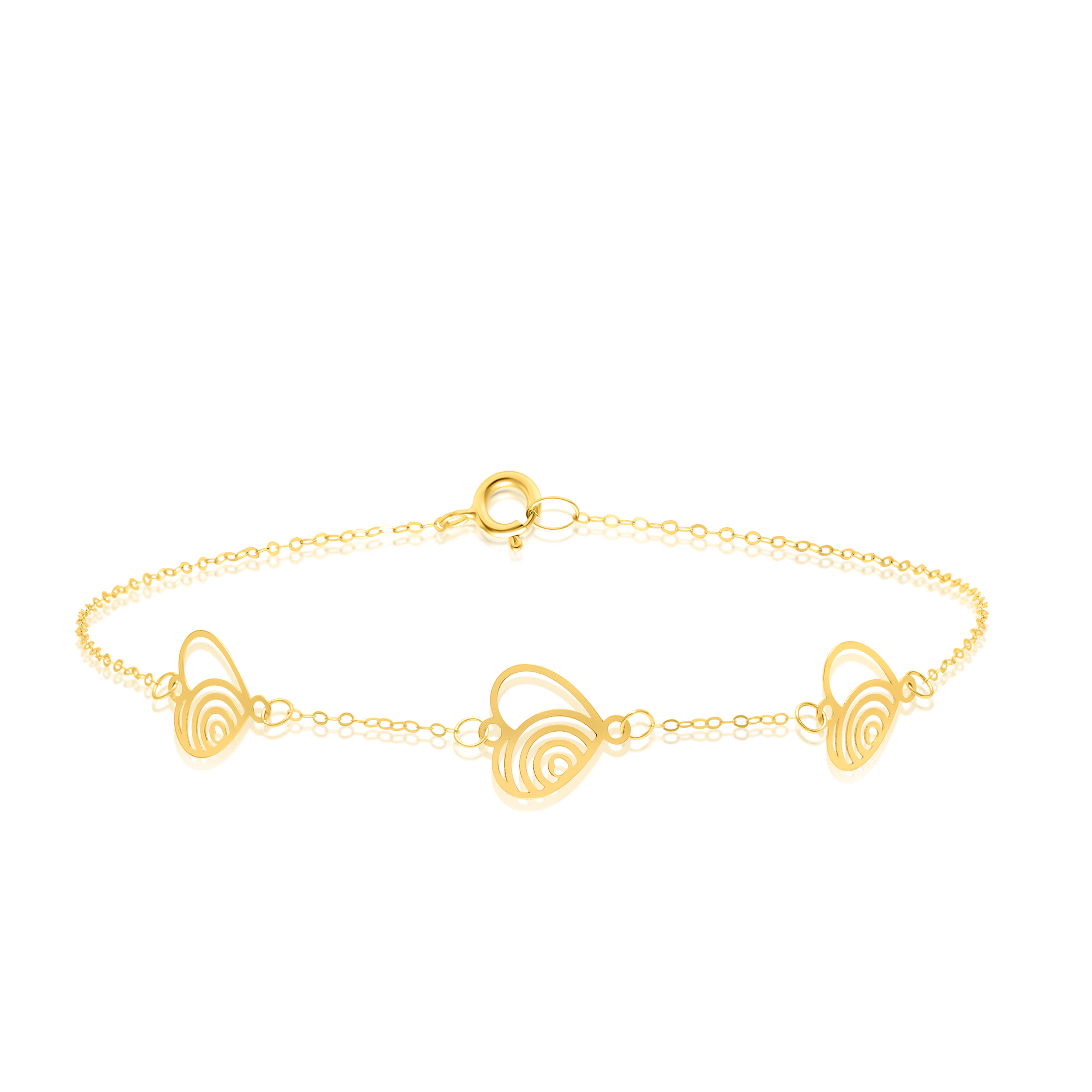 18K Pure Gold Fine Heart Bracelet