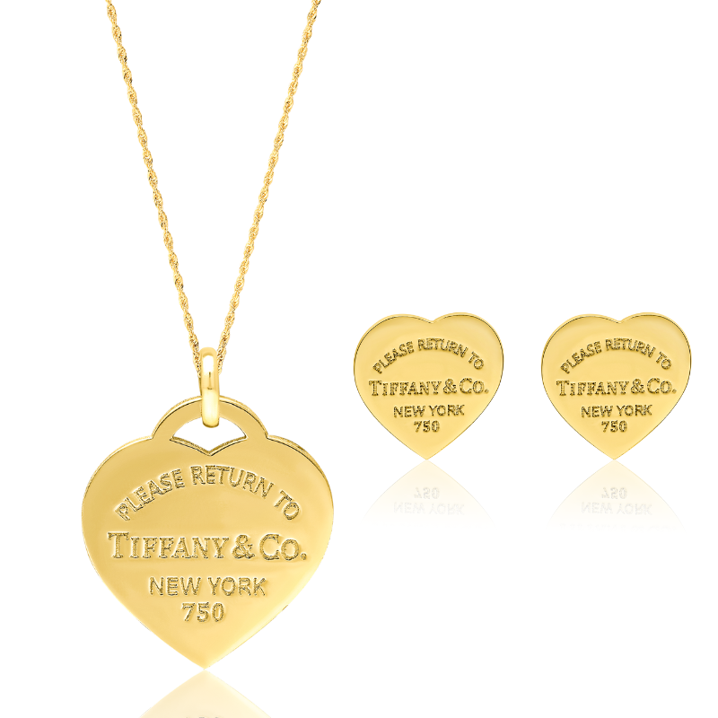 18K Pure Gold T.F Heart Jewelry Set Talagold