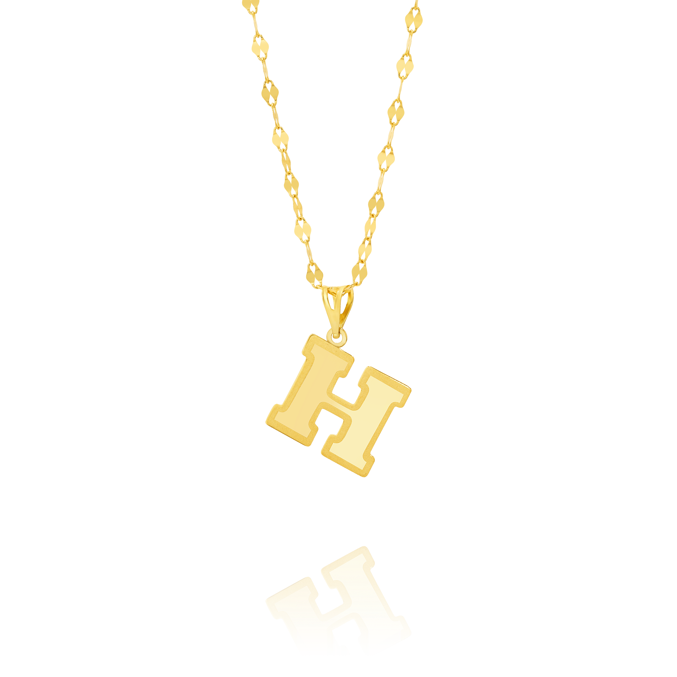 18K Pure Gold Letter H Necklace