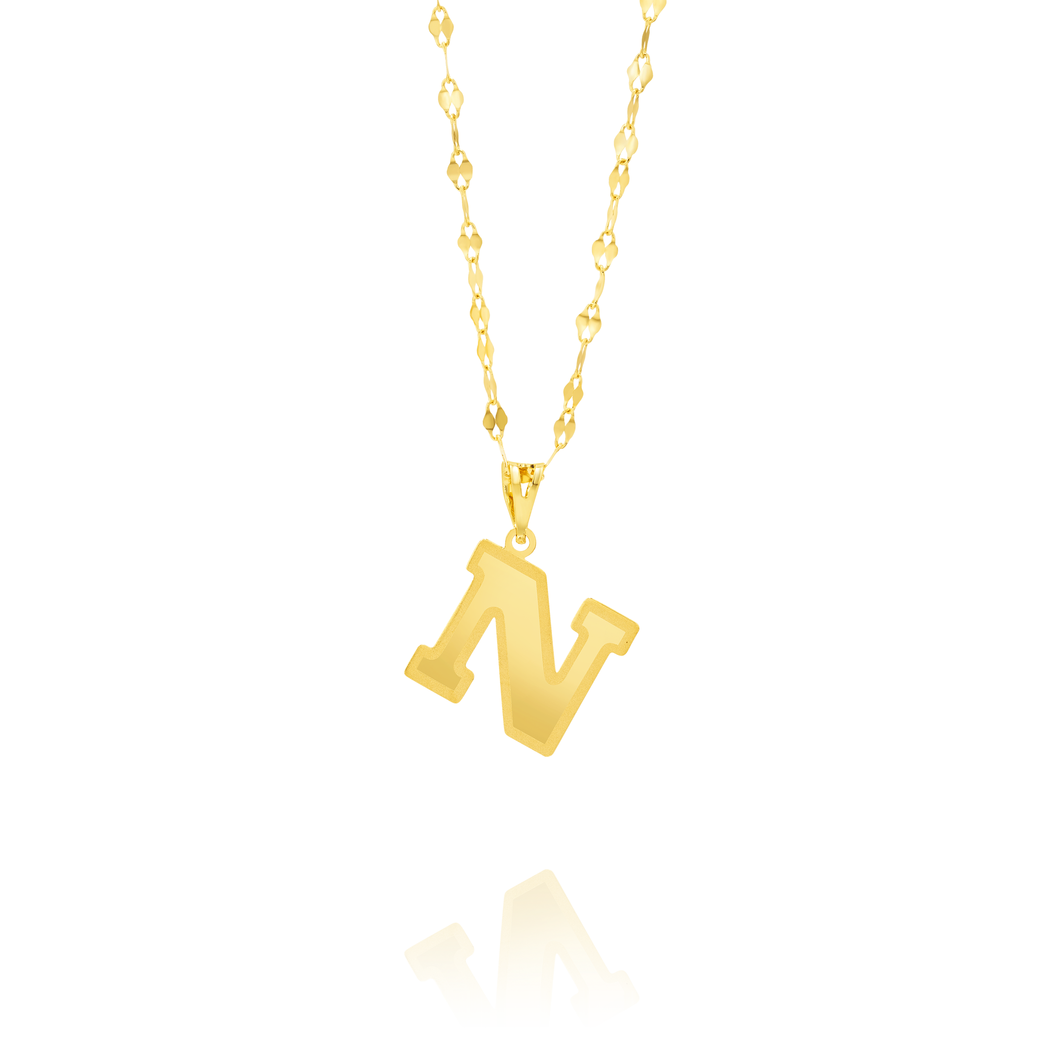 18K Pure Gold Letter N Necklace