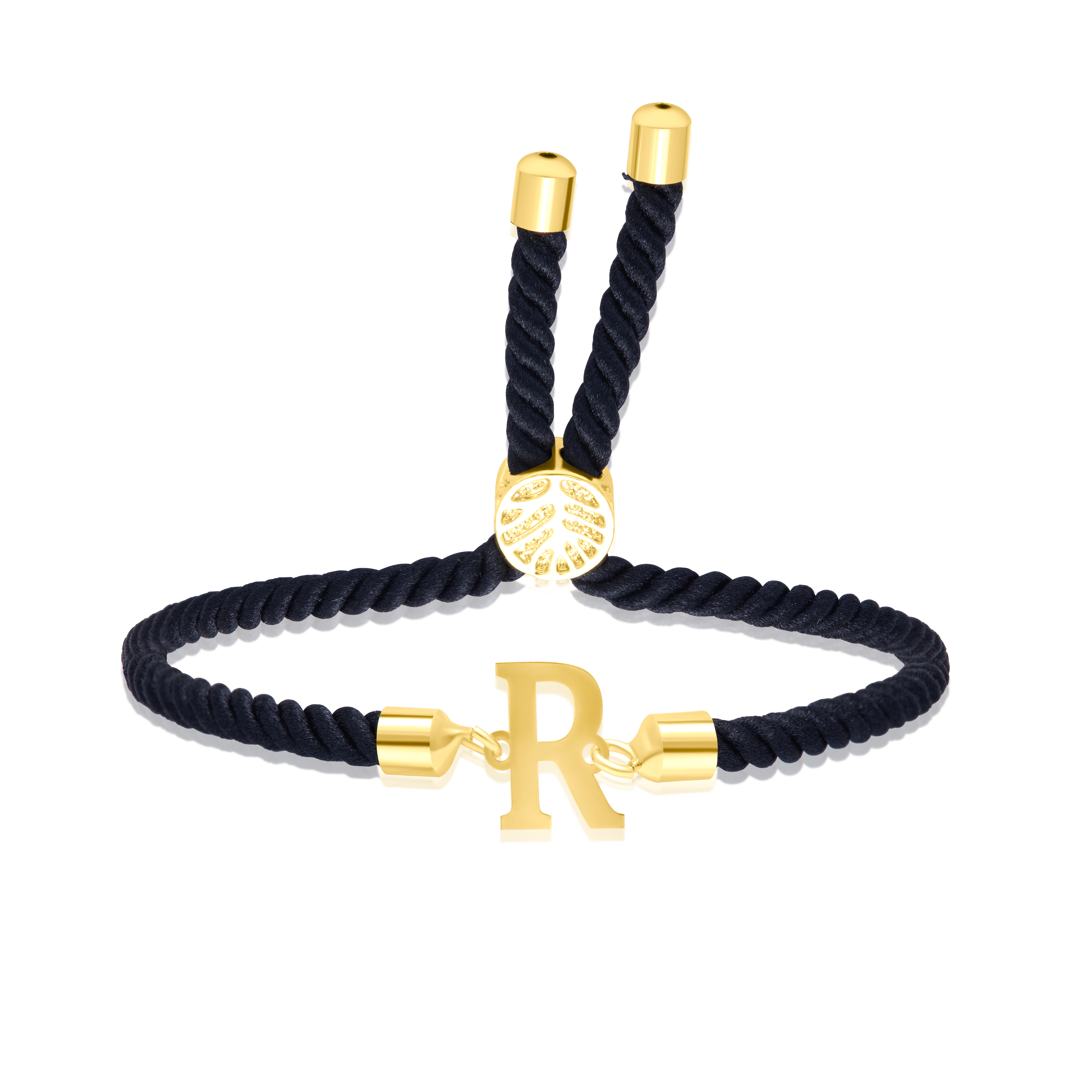 18K Pure Gold Thread Adjustable Letter R Bracelet