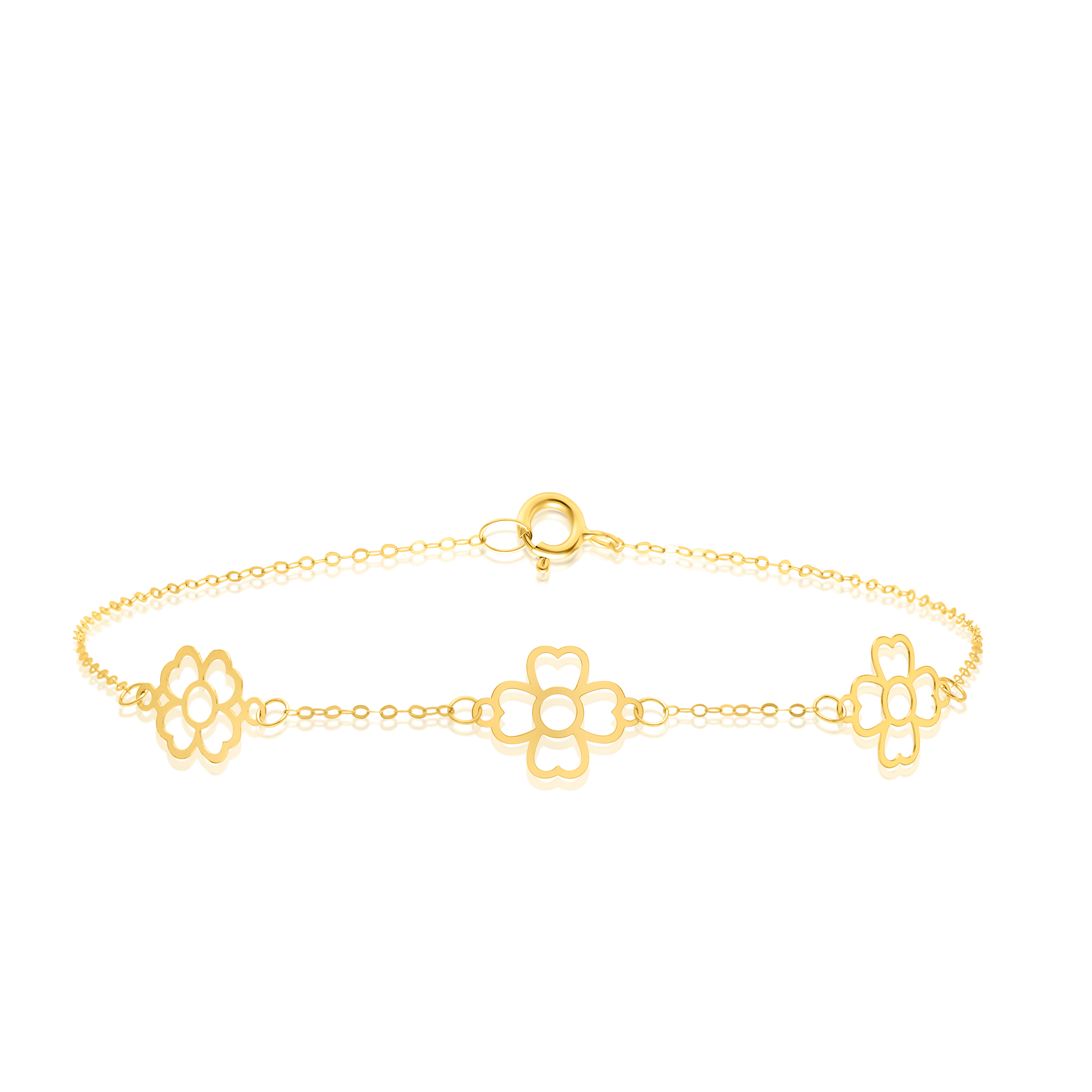 18K Pure Gold Fine Flower Bracelet
