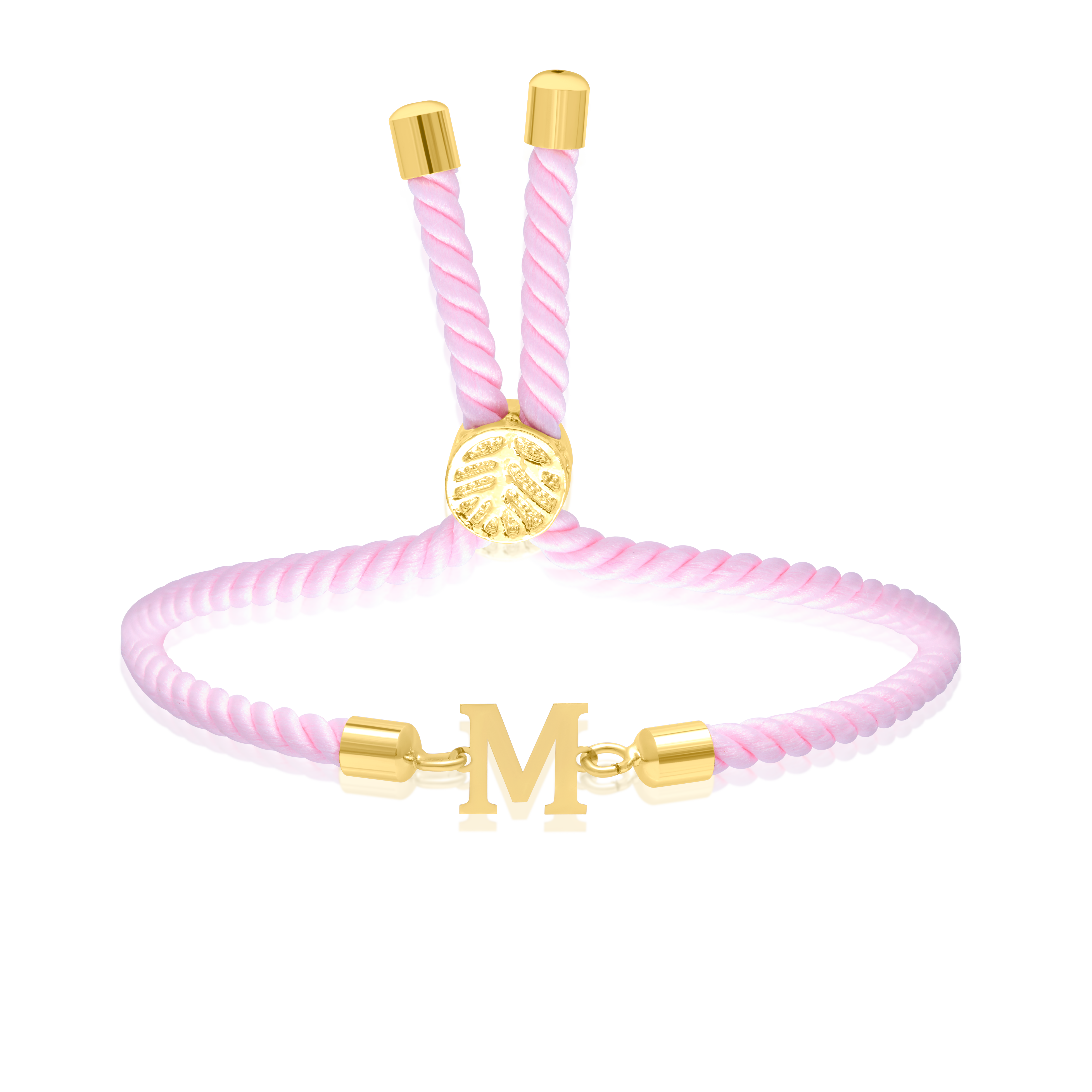 18K Pure Gold Thread Adjustable Letter M Bracelet
