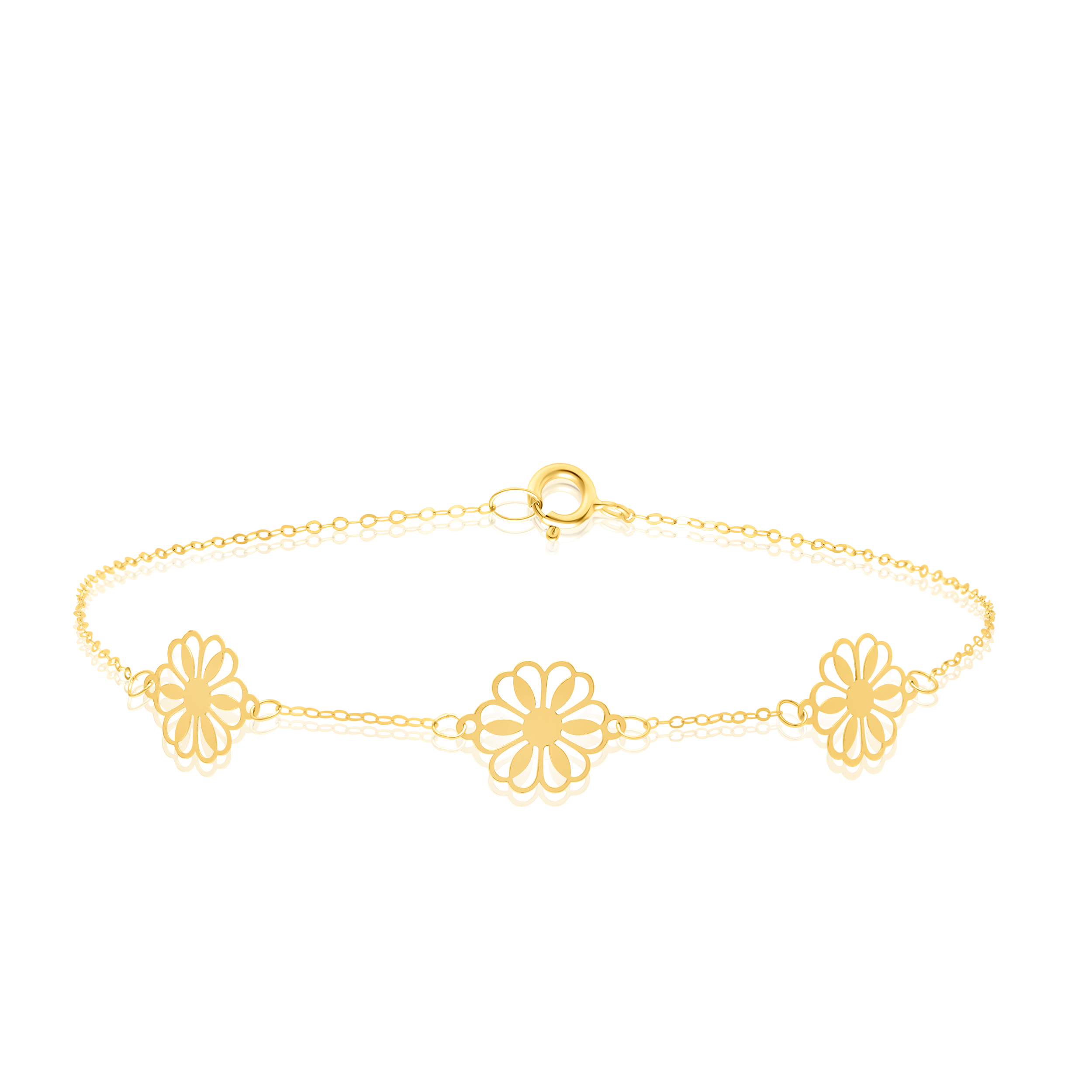 18K Pure Gold Fine Flower Bracelet