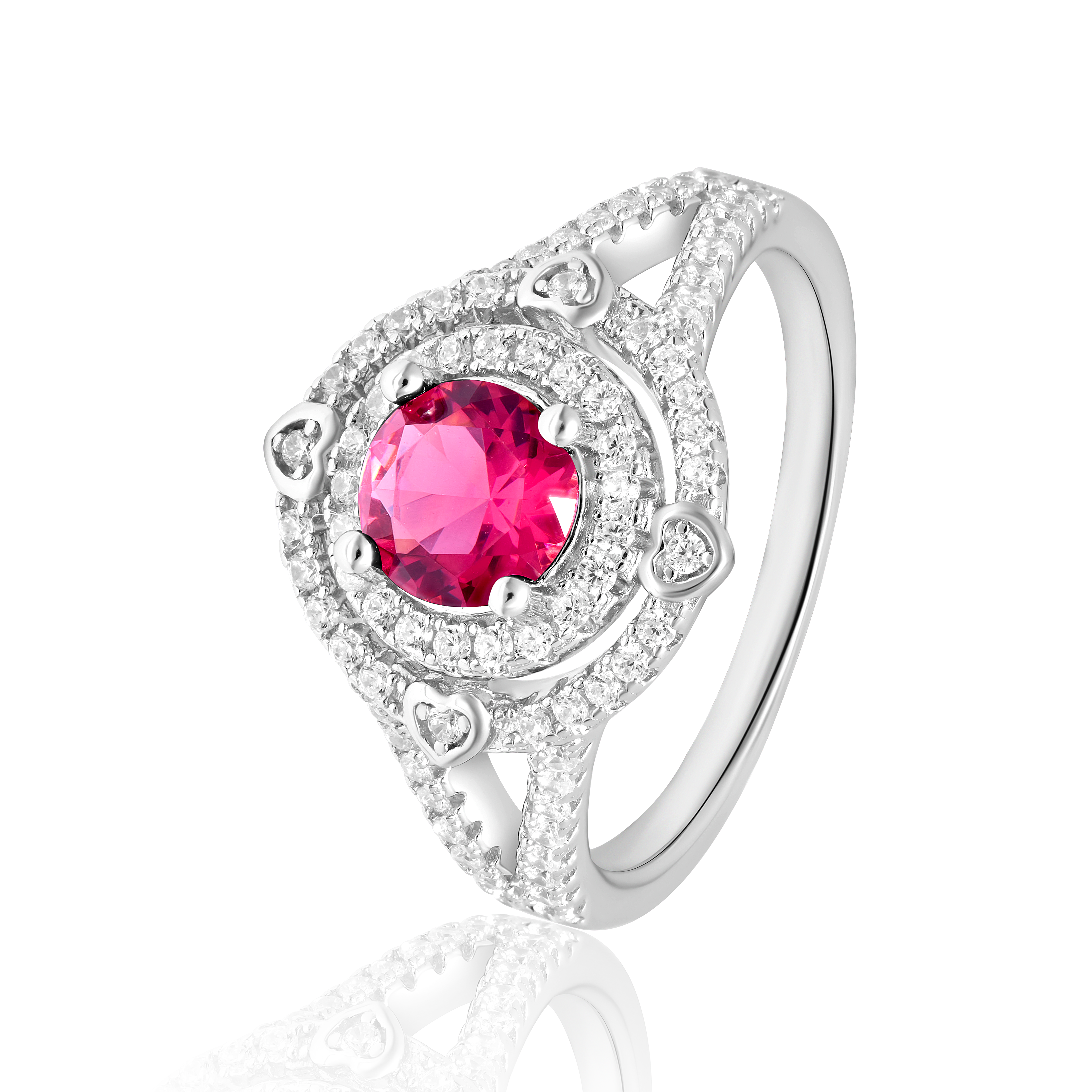 Real 925 Sterling Pink Stone Silver Rings