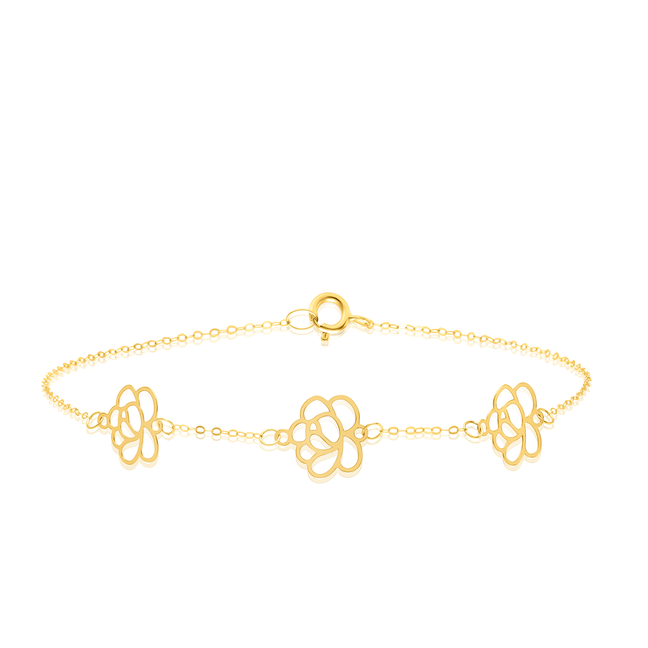 18K Pure Gold Fine Flower Bracelet