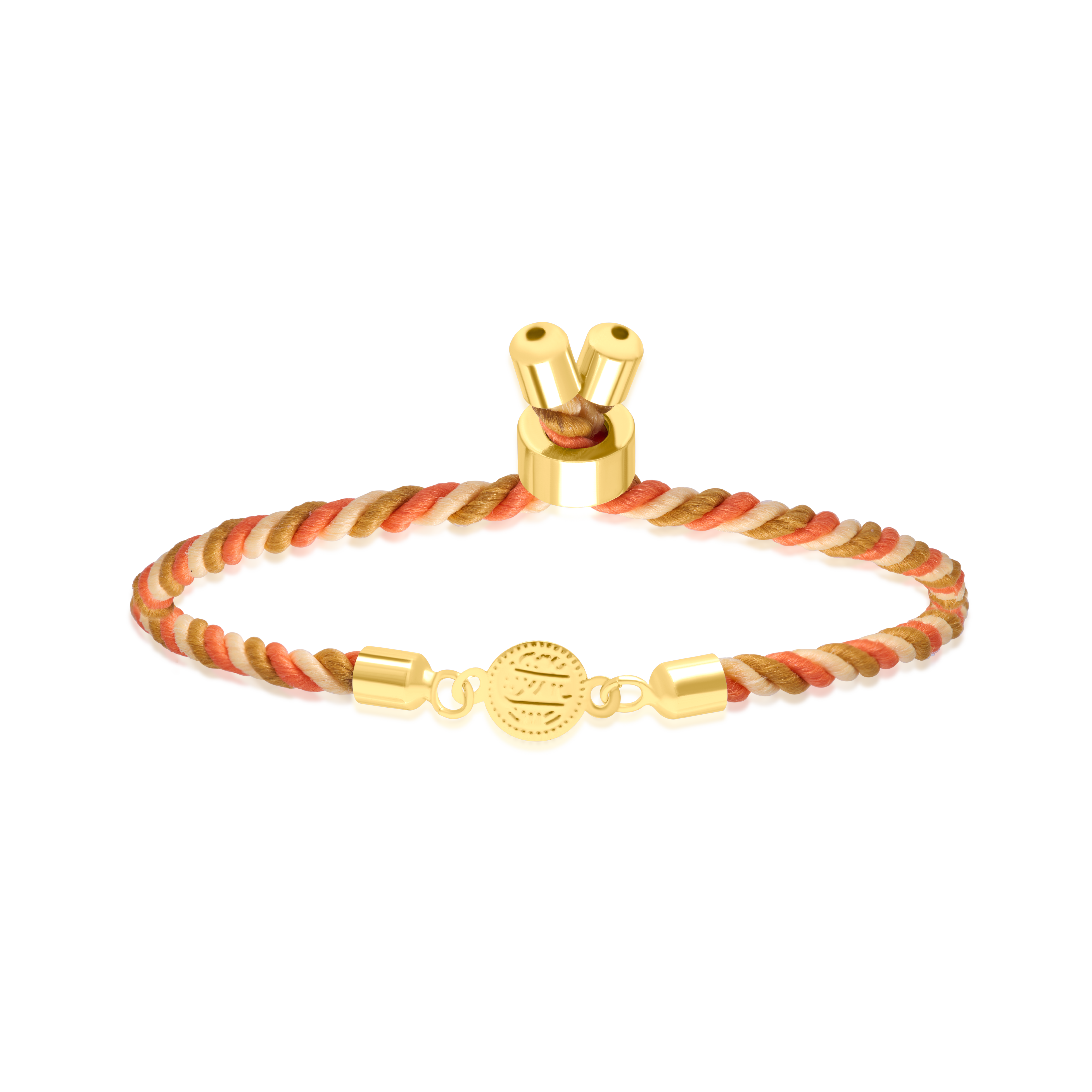 18K Pure Gold Multi Color Thread Coin Bracelet
