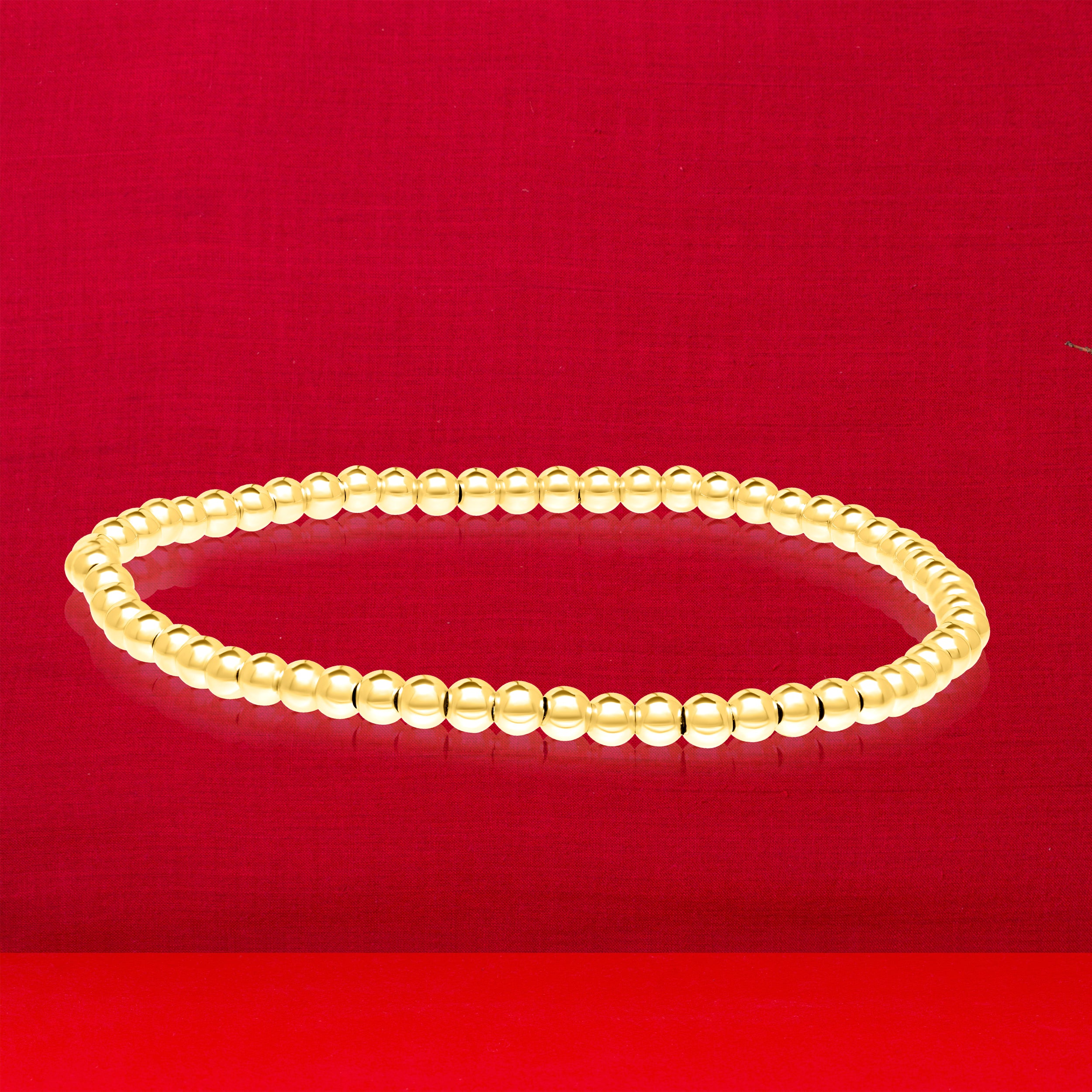 18K Pure Gold Elastic Seed Bangle