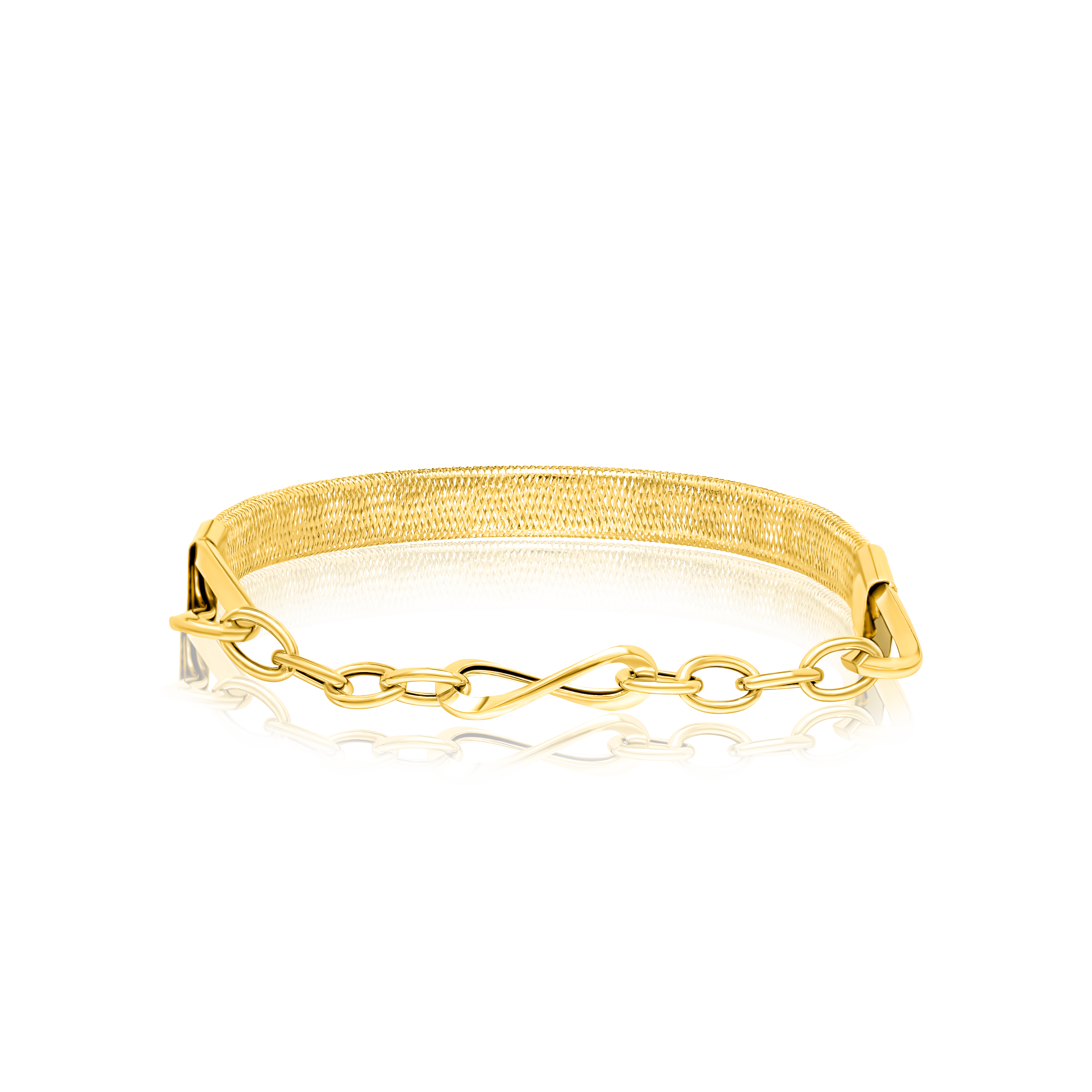 18K Pure Gold 3 Color Elastic Bangle Set