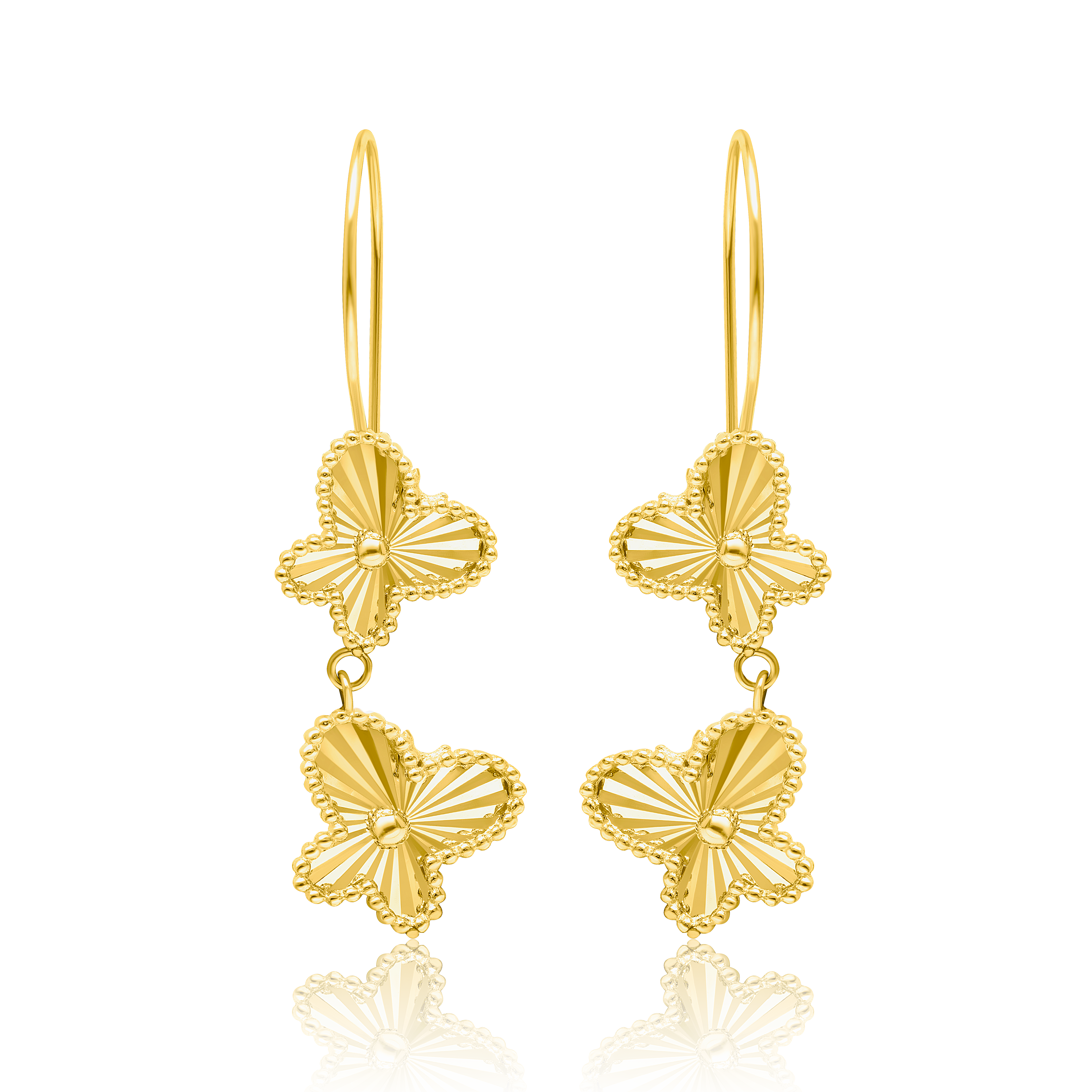 18K Pure Gold Hanging Butterfly Earring Set Talagold