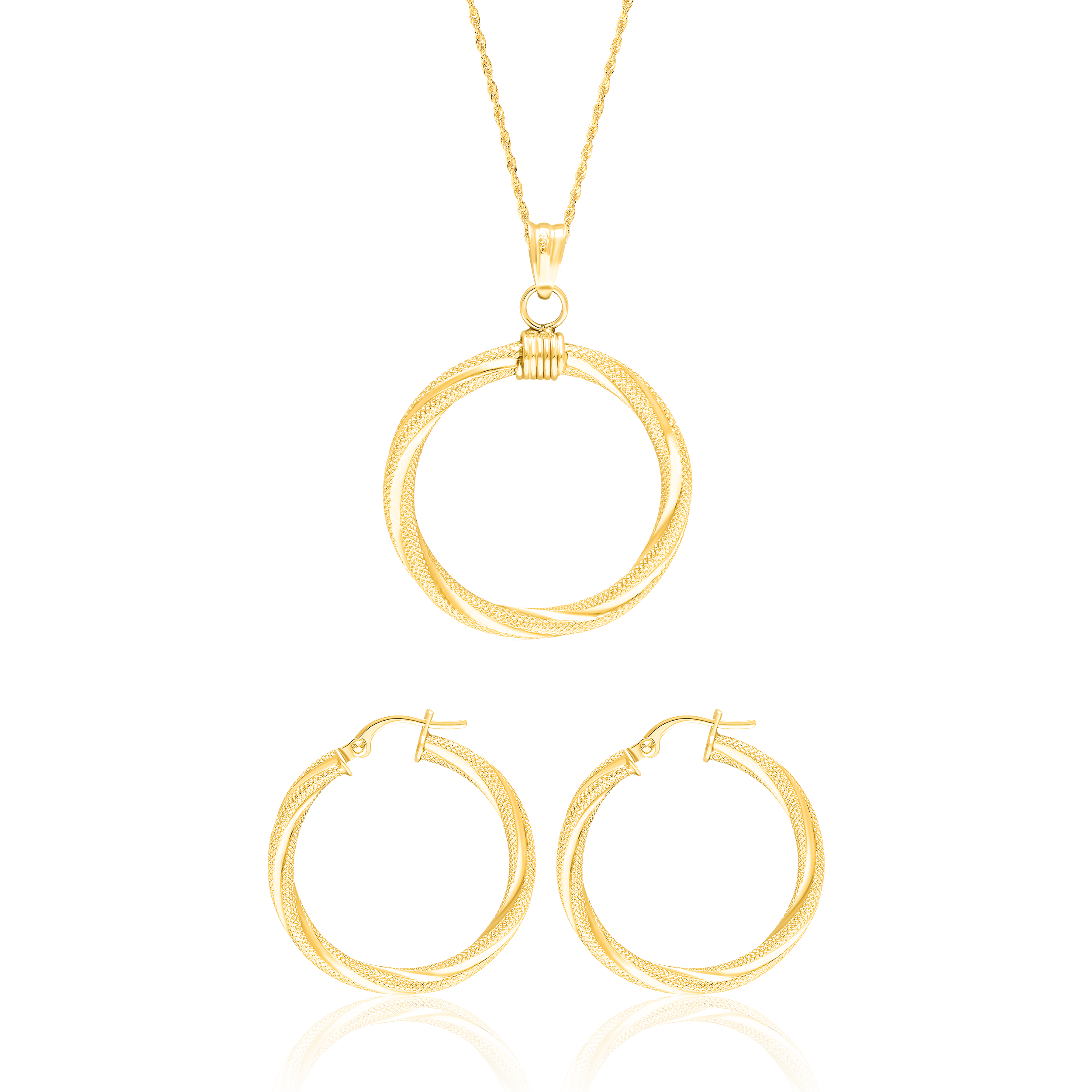 18K Pure Gold Twisted Round Jewelry Set Talagold