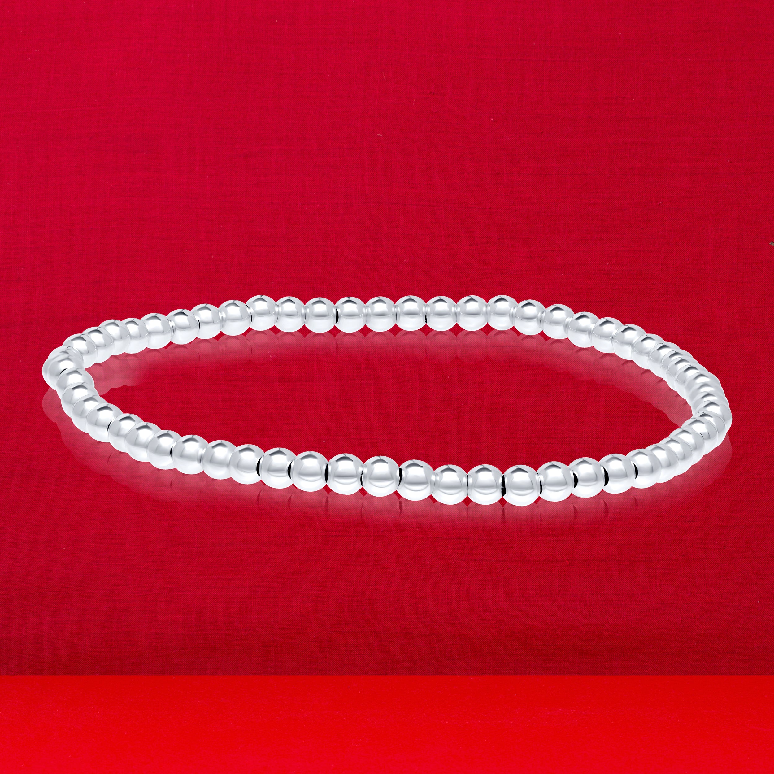 18K Pure White Gold Elastic Seed Bangle