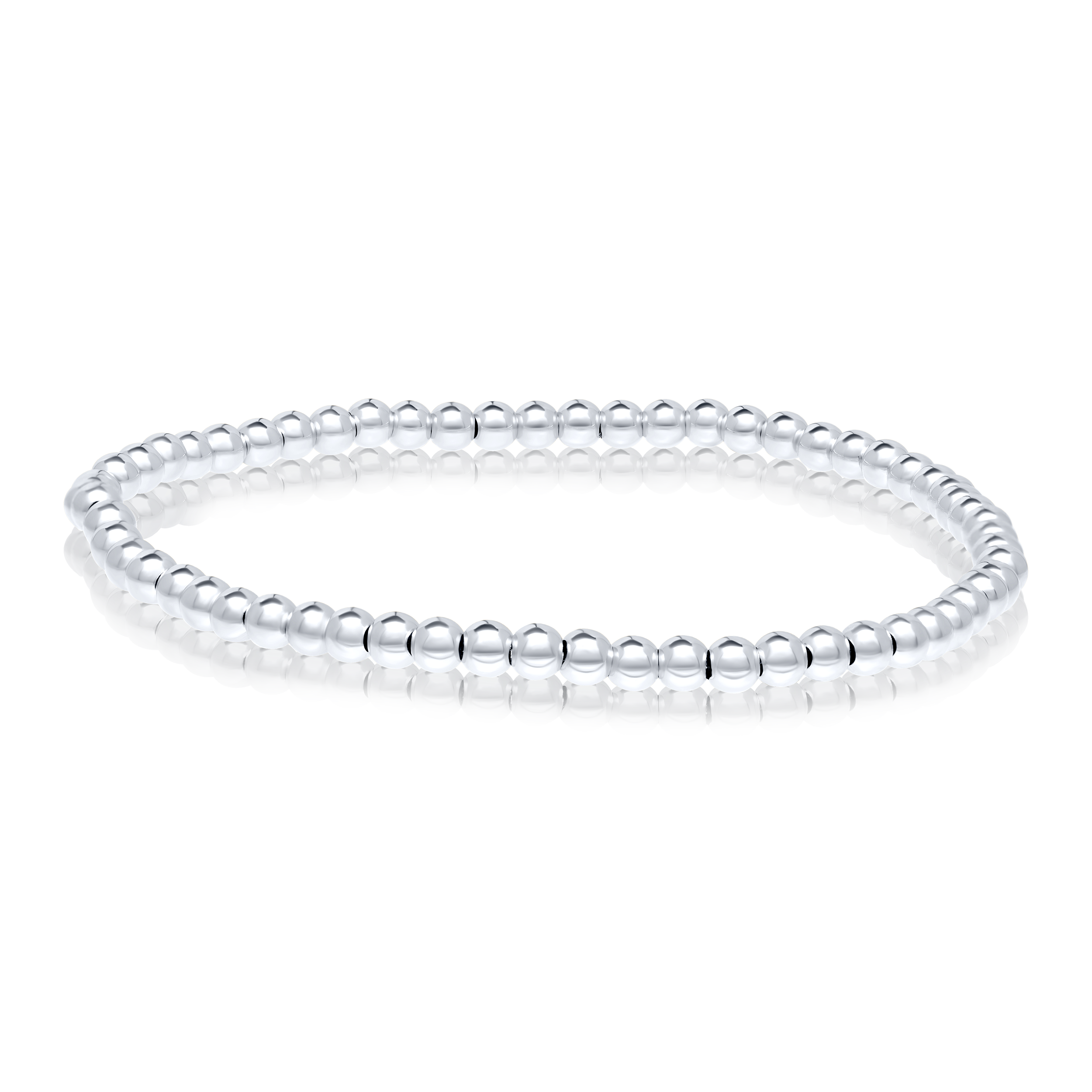 18K Pure White Gold Elastic Seed Bangle