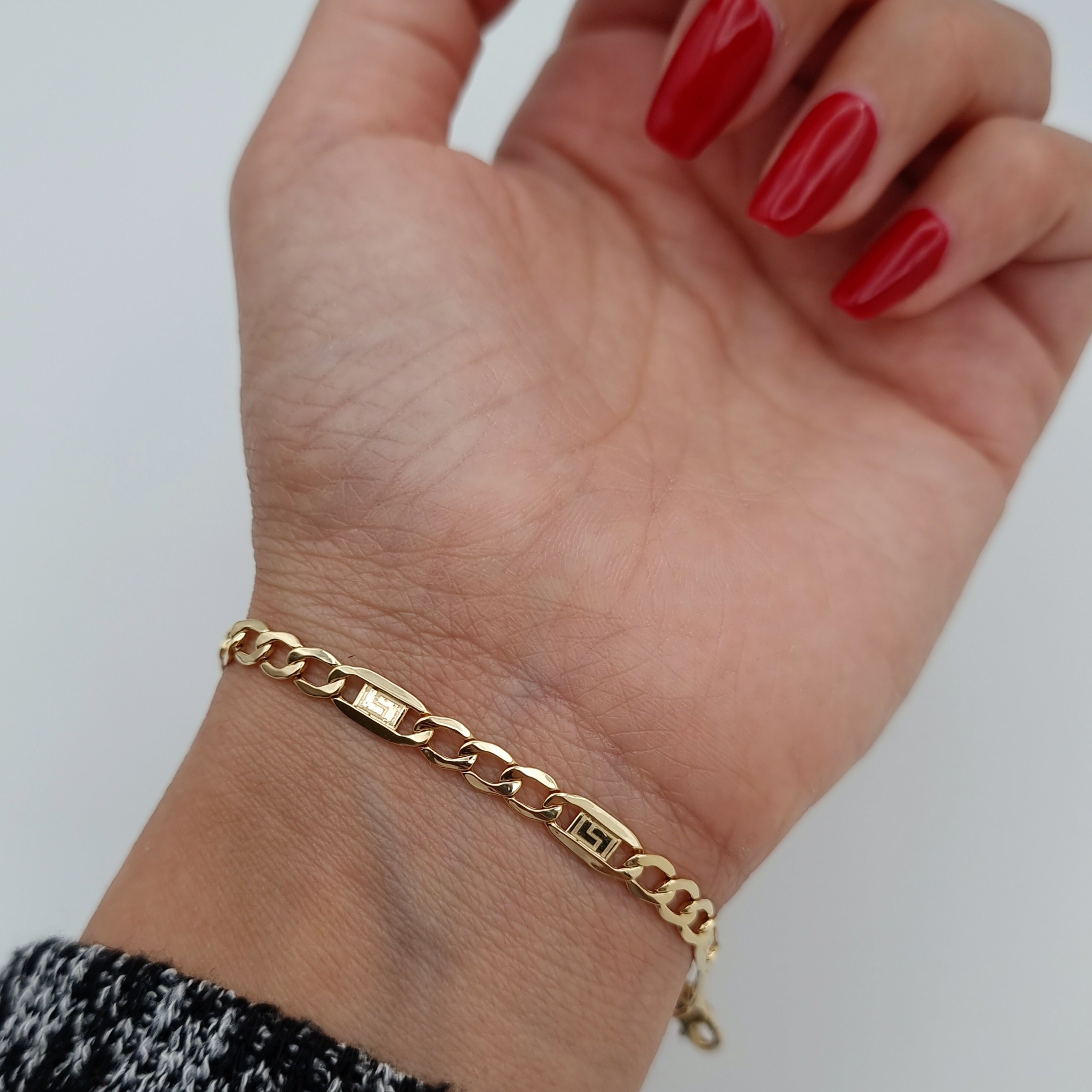 18K Pure Gold Elegant Flat Link Bracelet