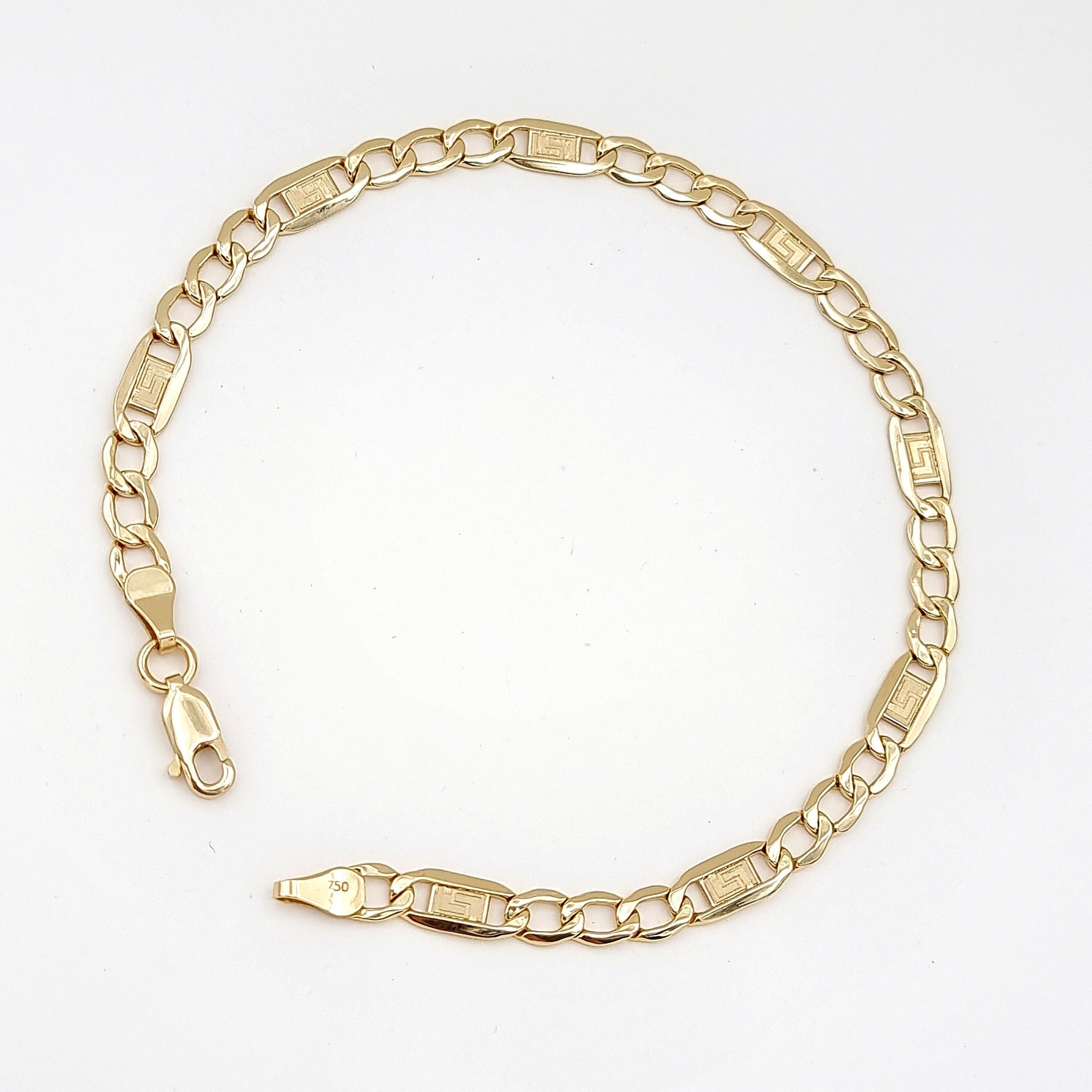 18K Pure Gold Elegant Flat Link Bracelet