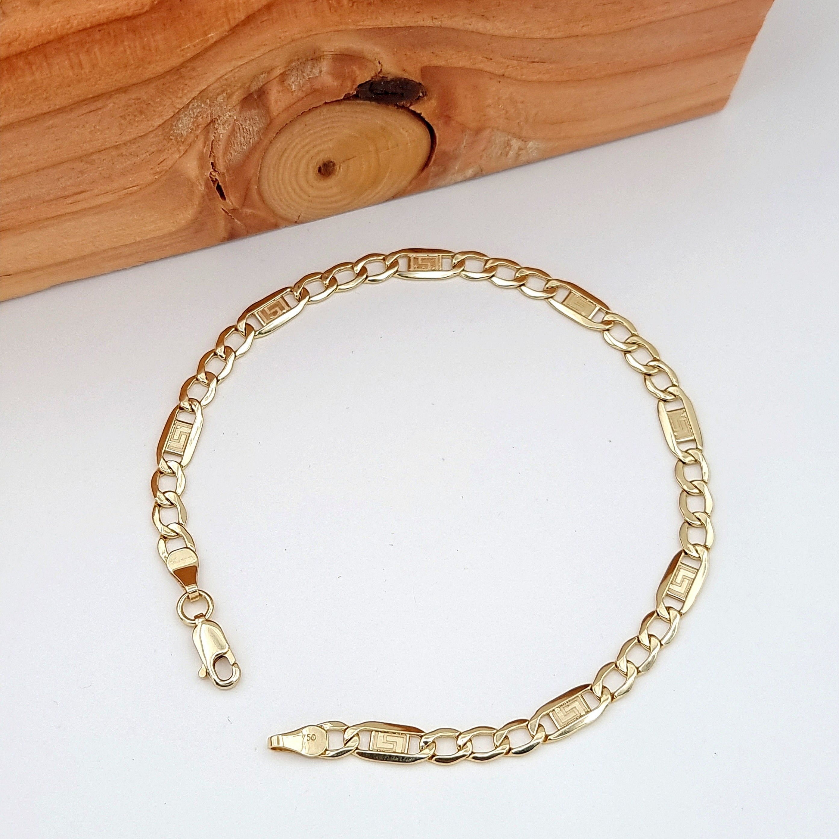 18K Pure Gold Elegant Flat Link Bracelet