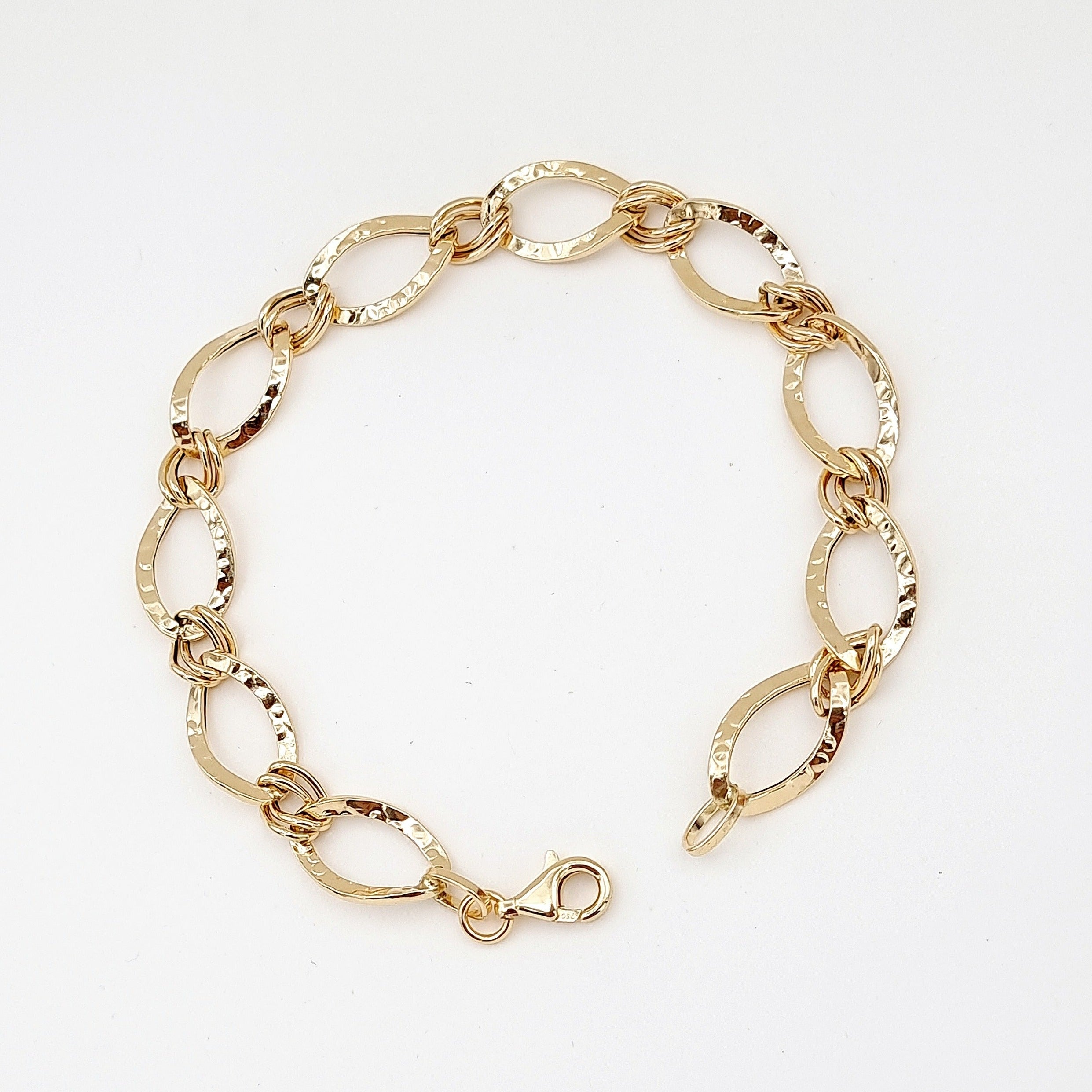 18K Pure Gold Twisted Oval Linked Bracelet