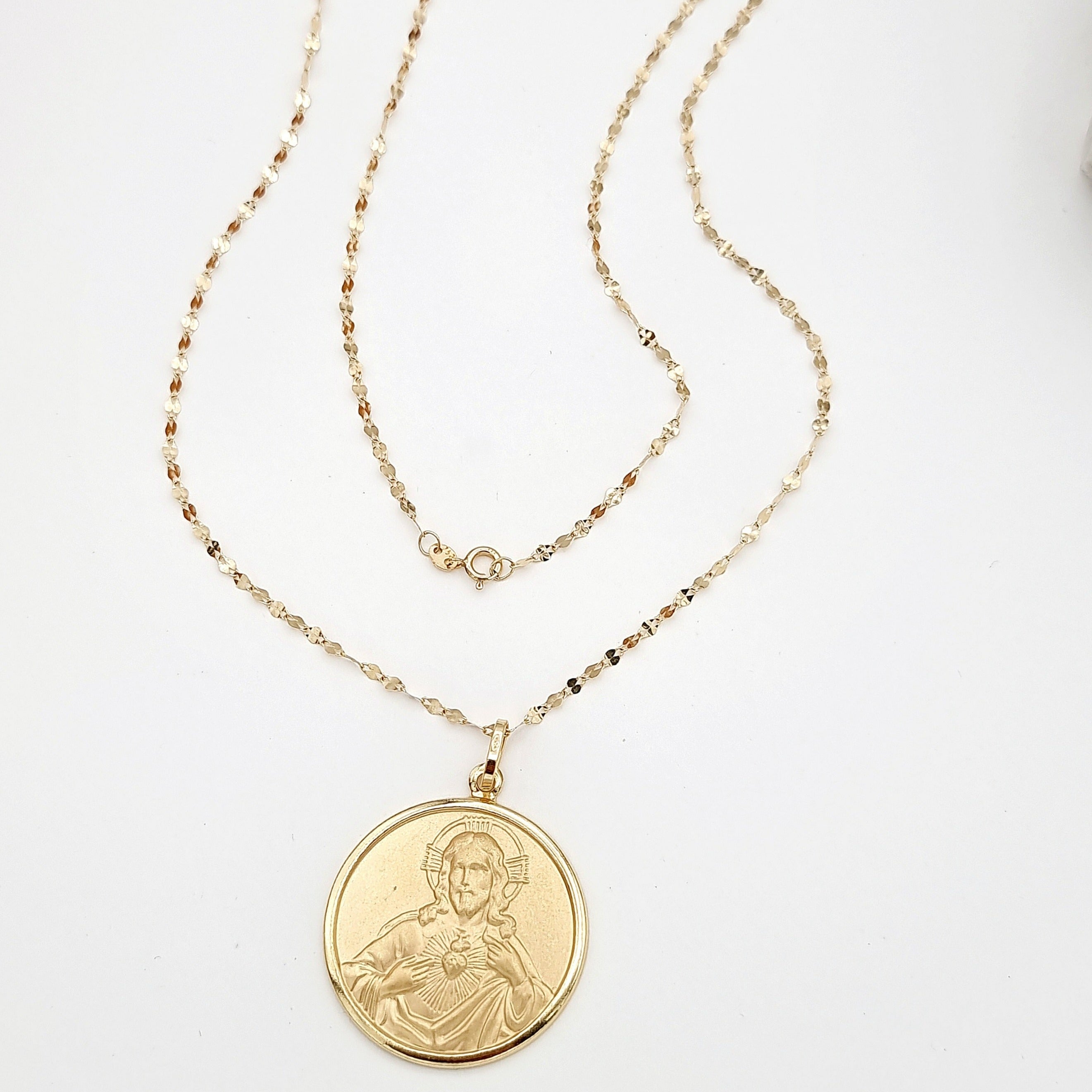 18K Pure Gold Round Religious Necklace