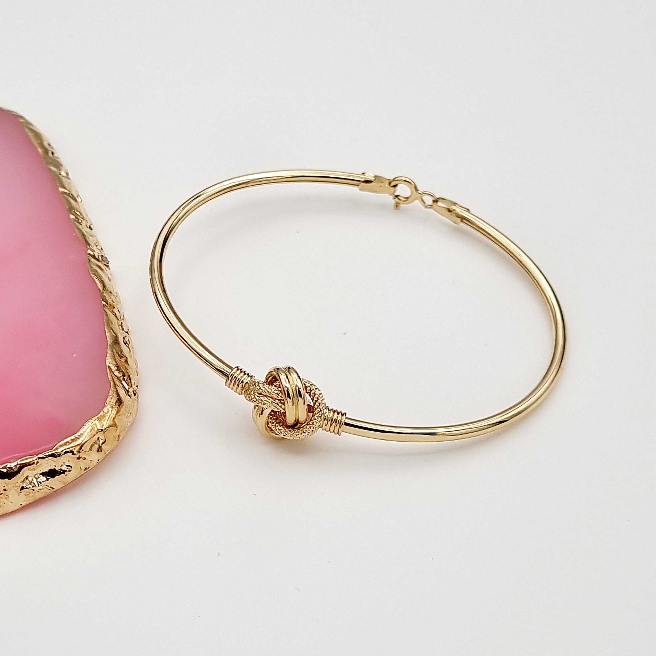 18K Pure Gold Twisted Knot Bangle
