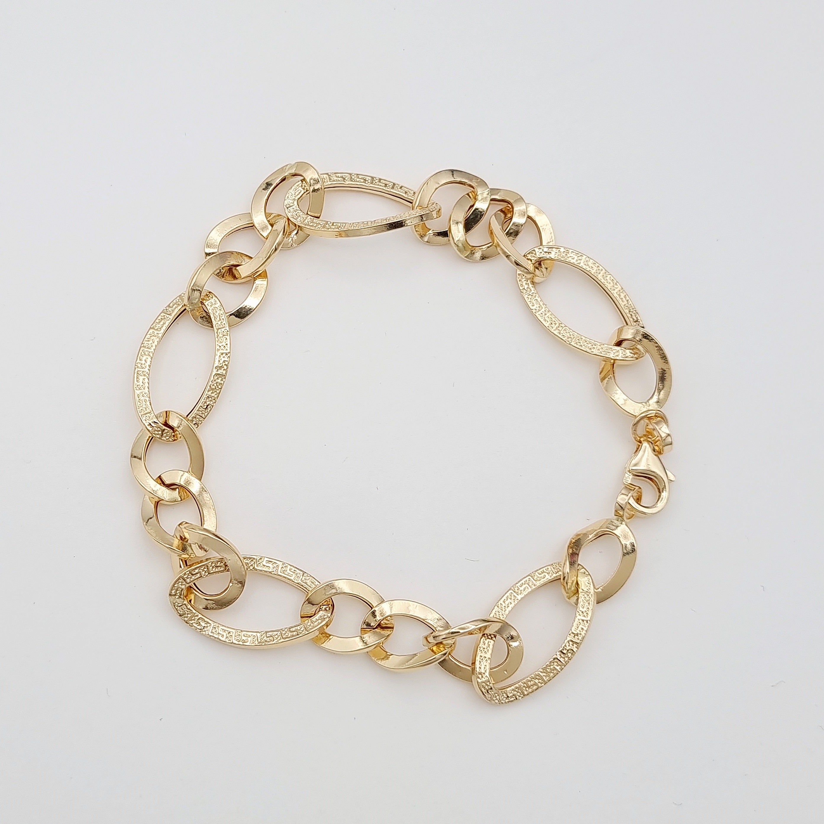 18K Pure Gold Oval Linked Bracelet