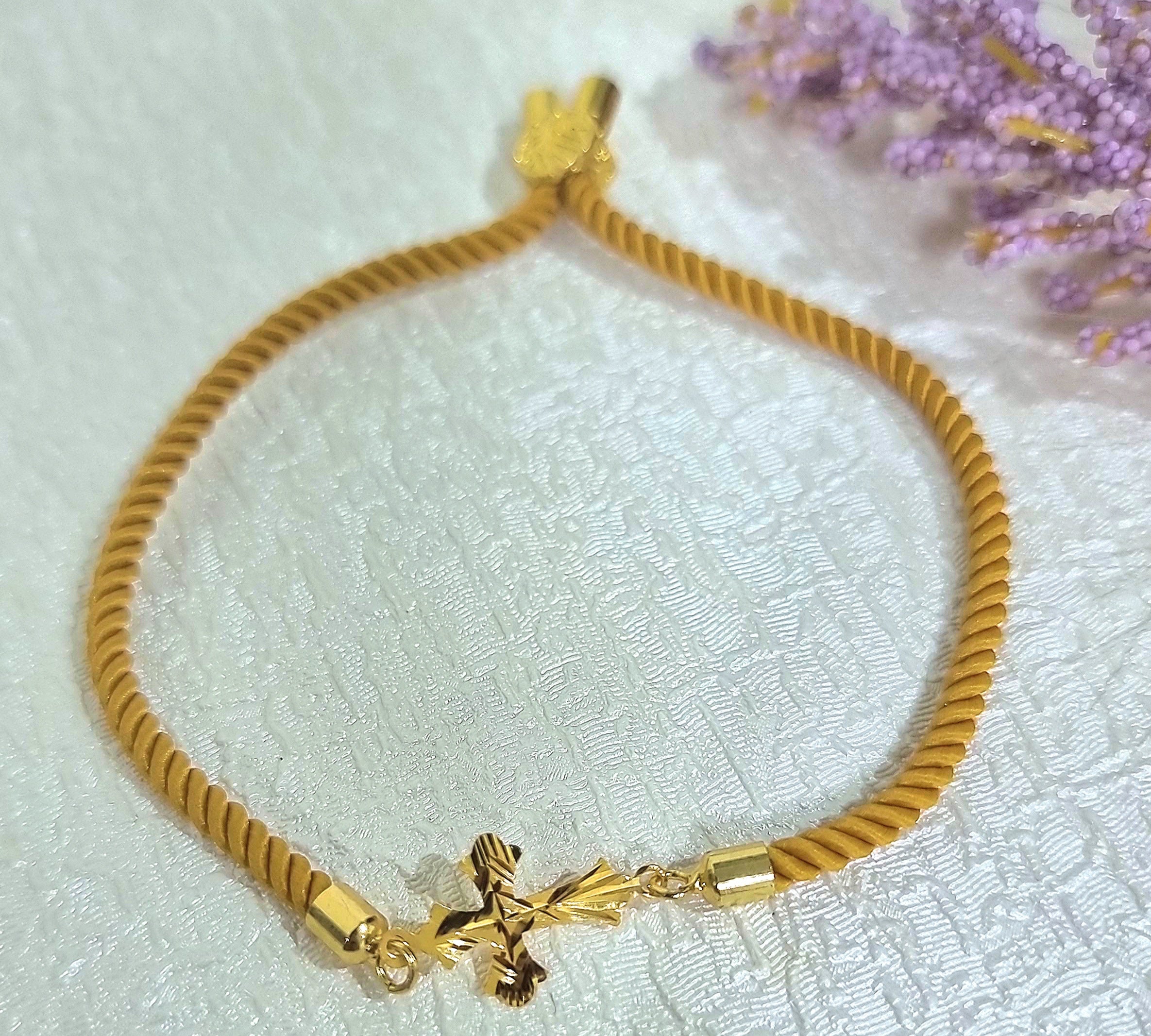 18K Pure Gold Thread Cross Bracelet