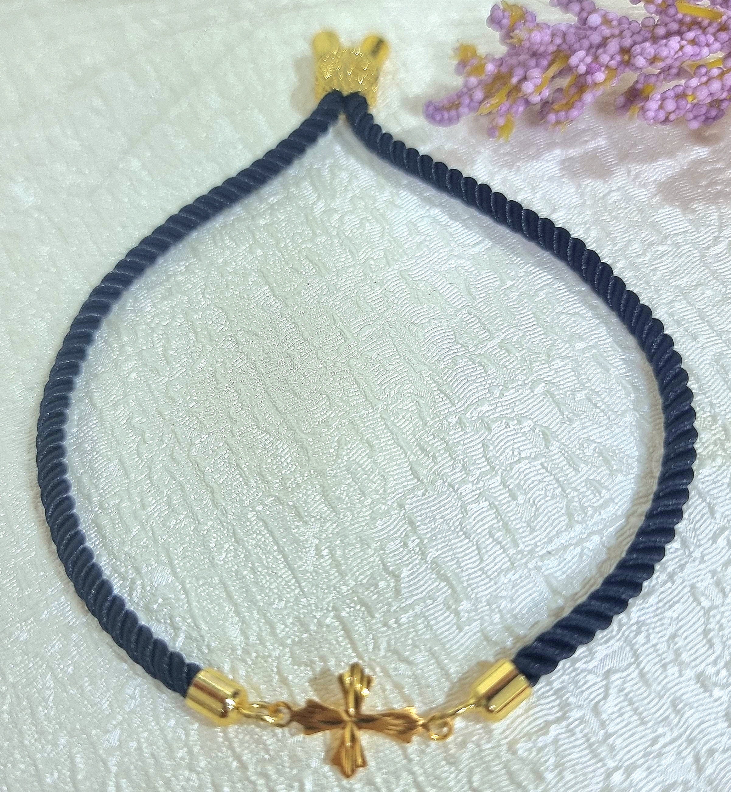 18K Pure Gold Thread Cross Bracelet