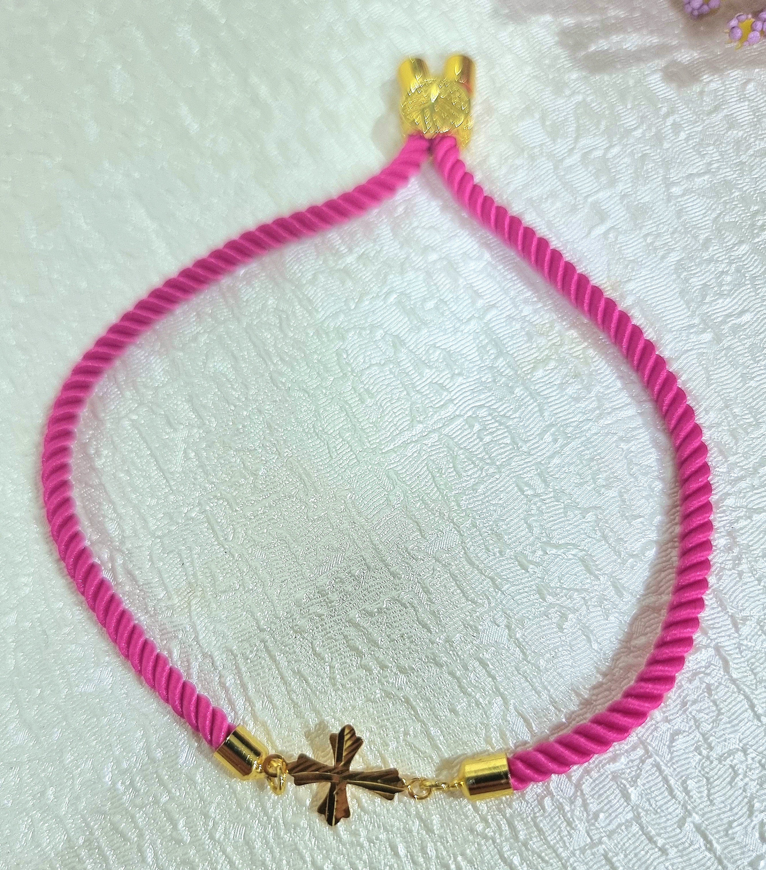 18K Pure Gold Thread Cross Bracelet