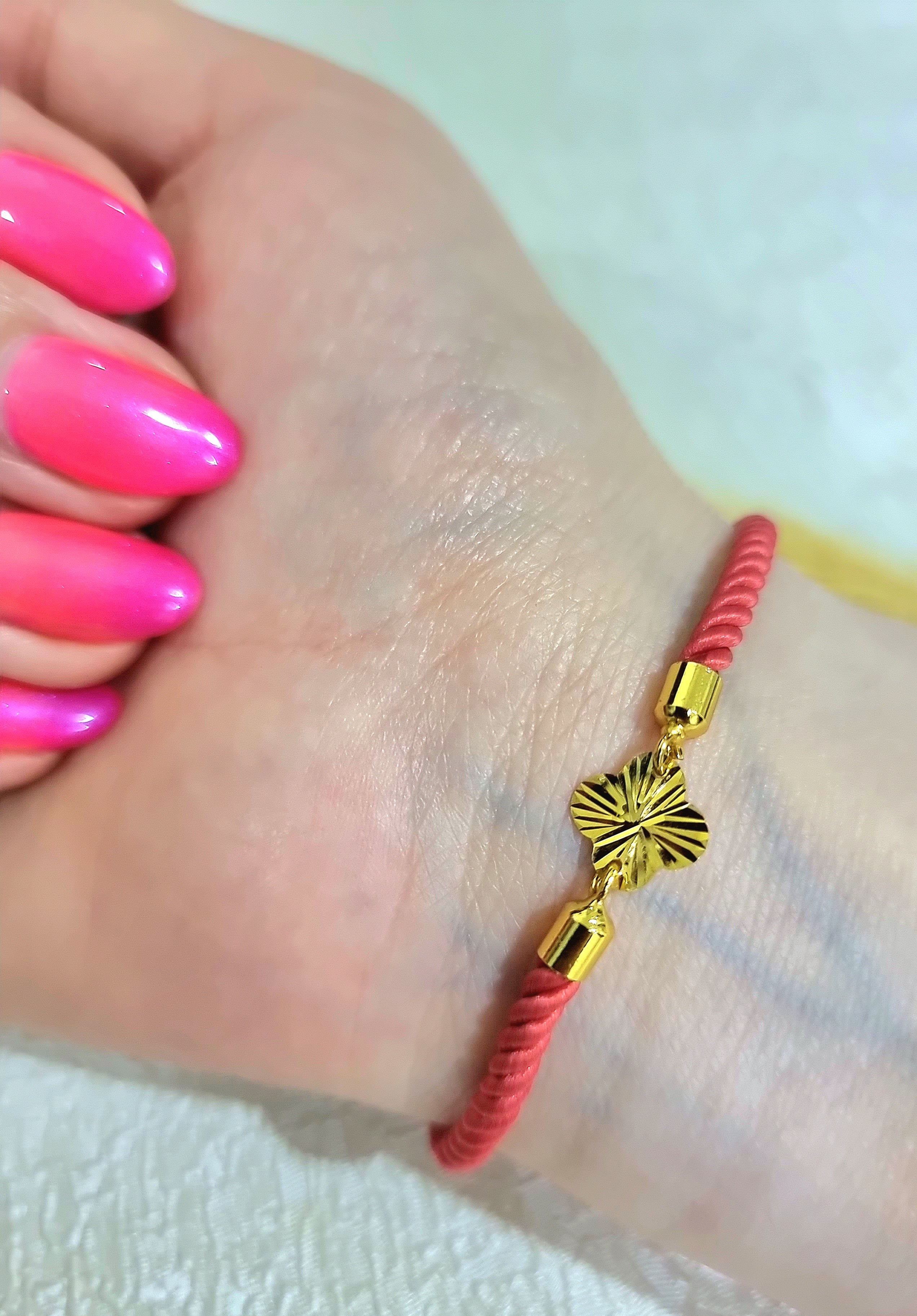 18K Pure Gold Thread Flower Bracelet