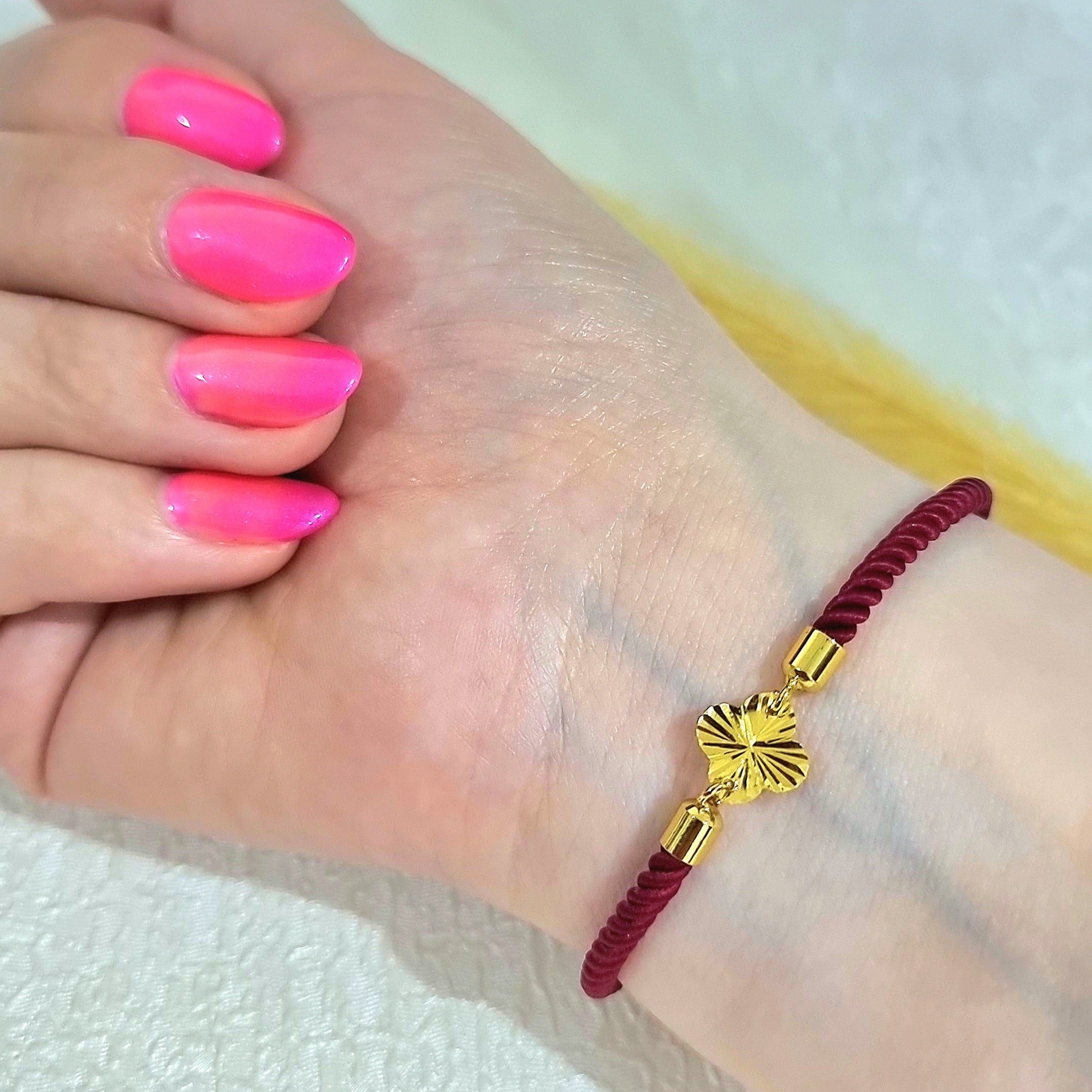 18K Pure Gold Thread Flower Bracelet