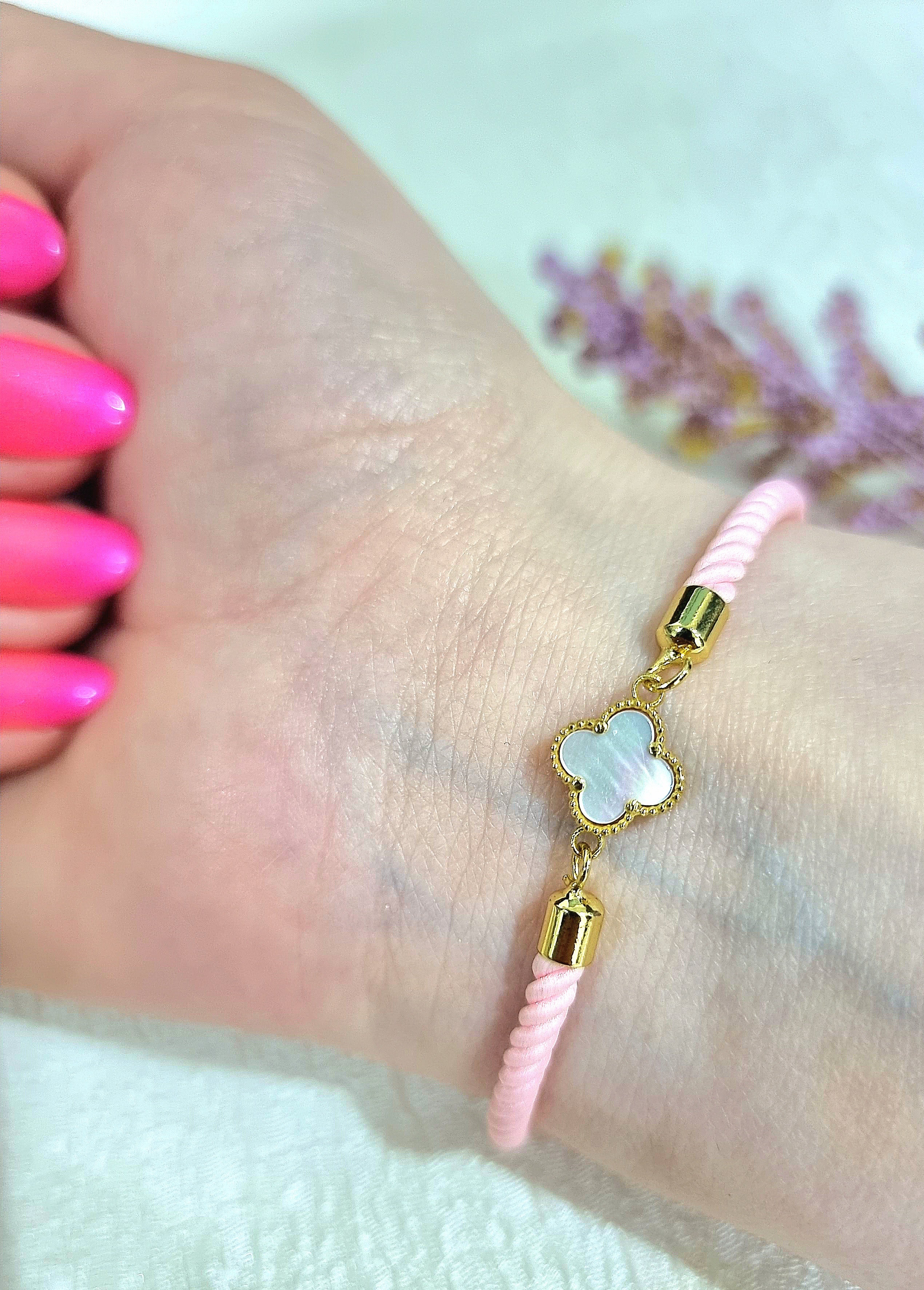 18K Pure Gold Thread V.C Flower Bracelet