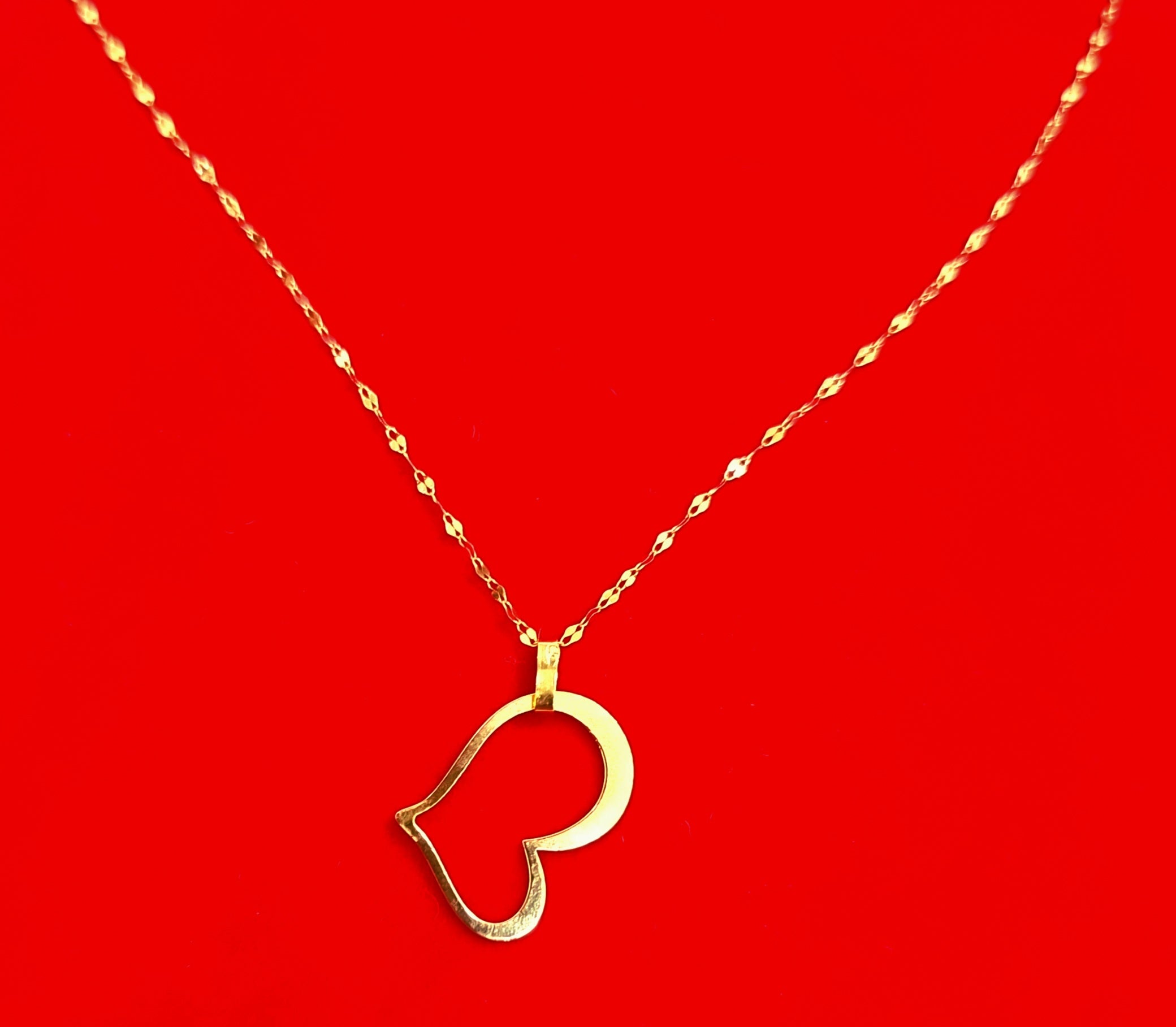 18K Pure Gold Heart Design Necklace