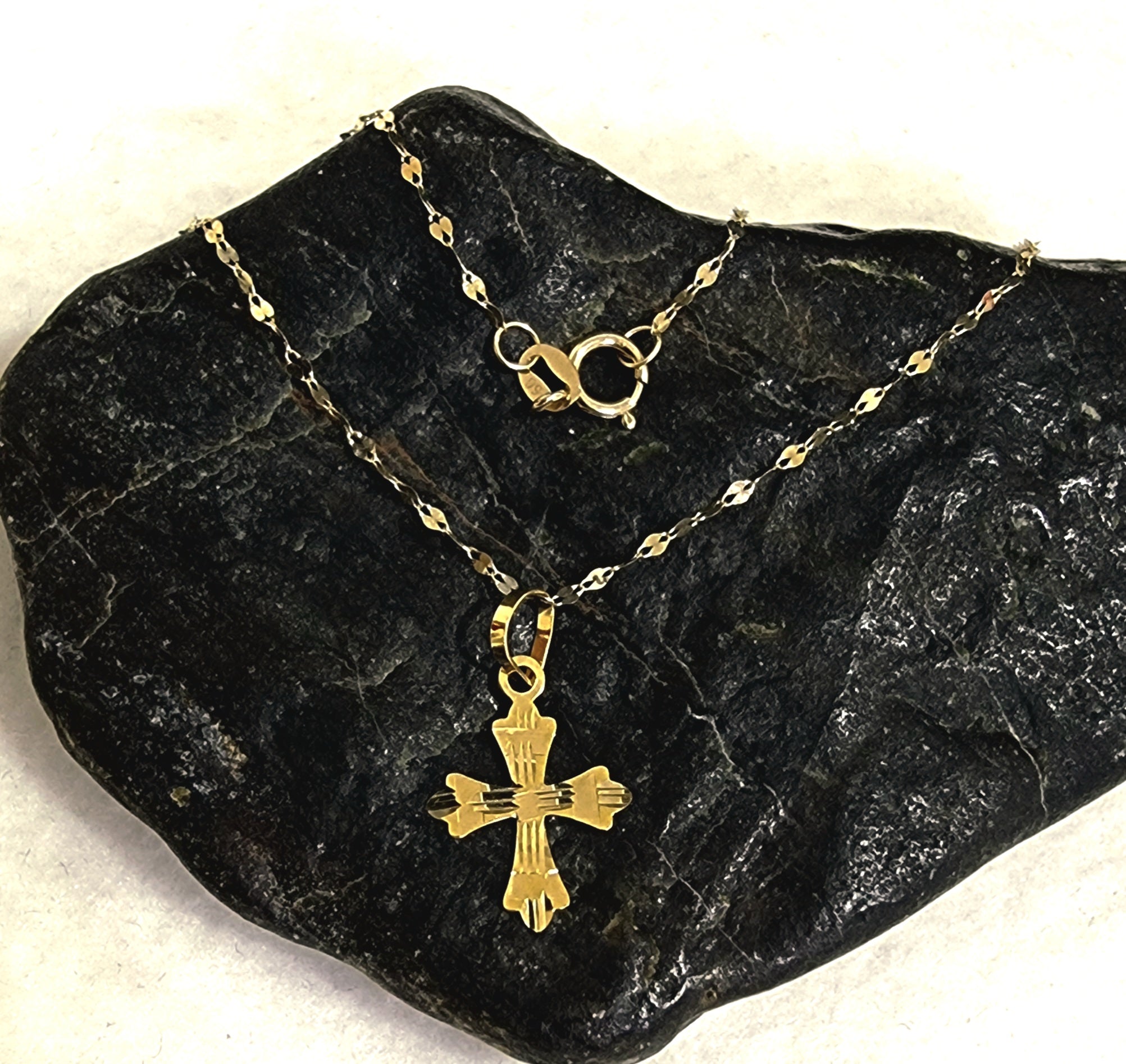 18K Pure Gold Cross Necklace