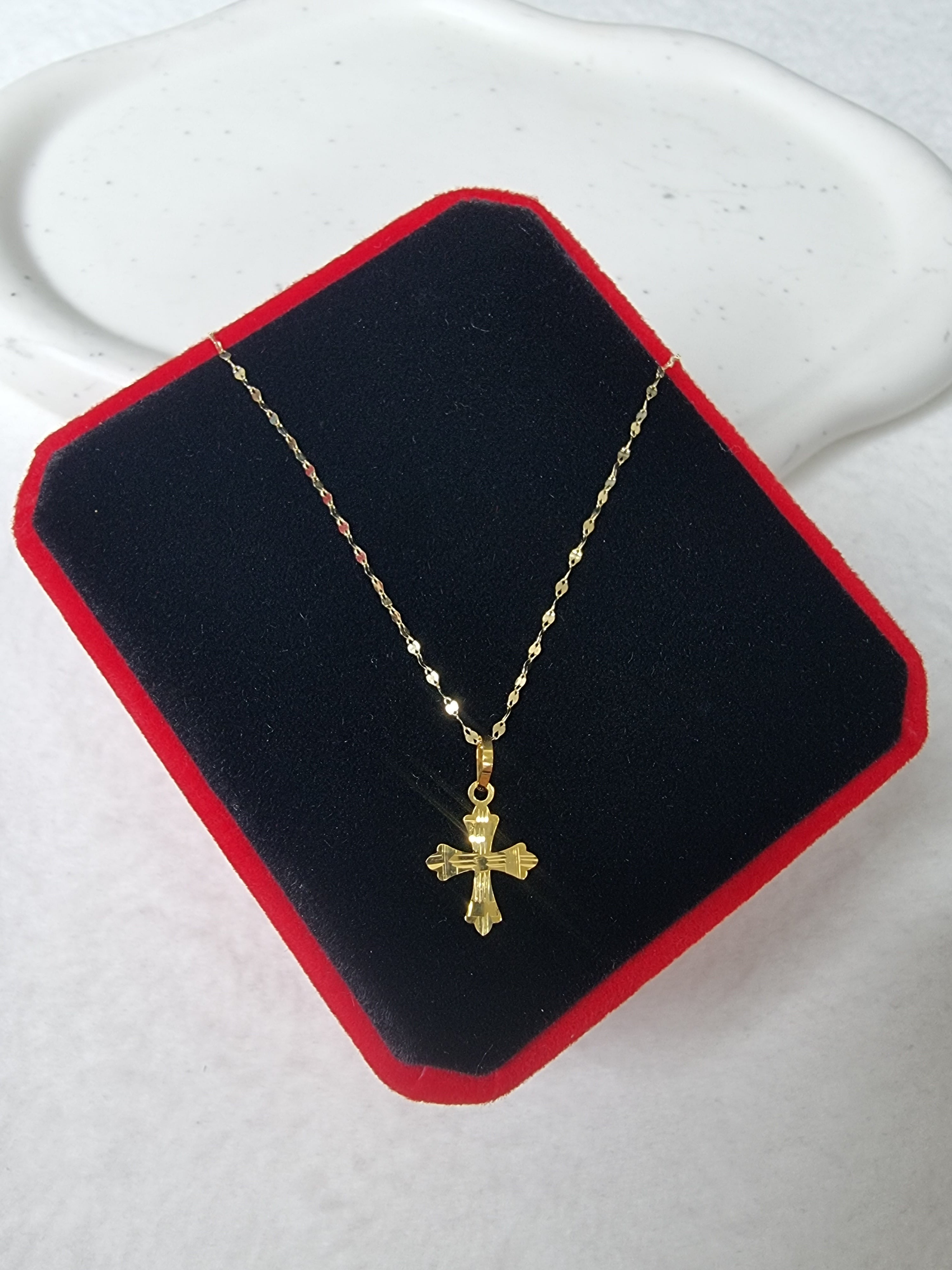 18K Pure Gold Cross Necklace