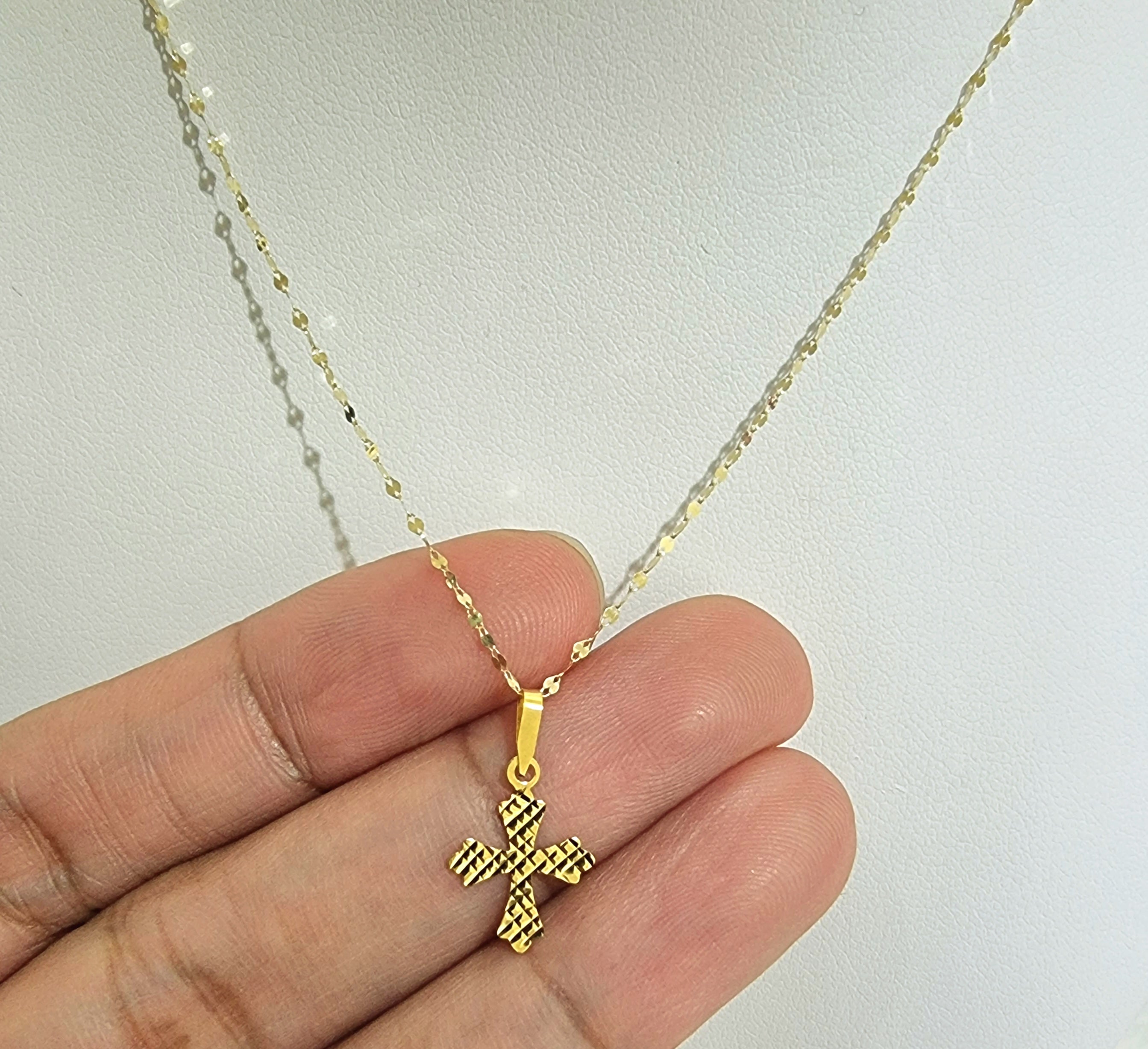 18K Pure Gold Cross Necklace