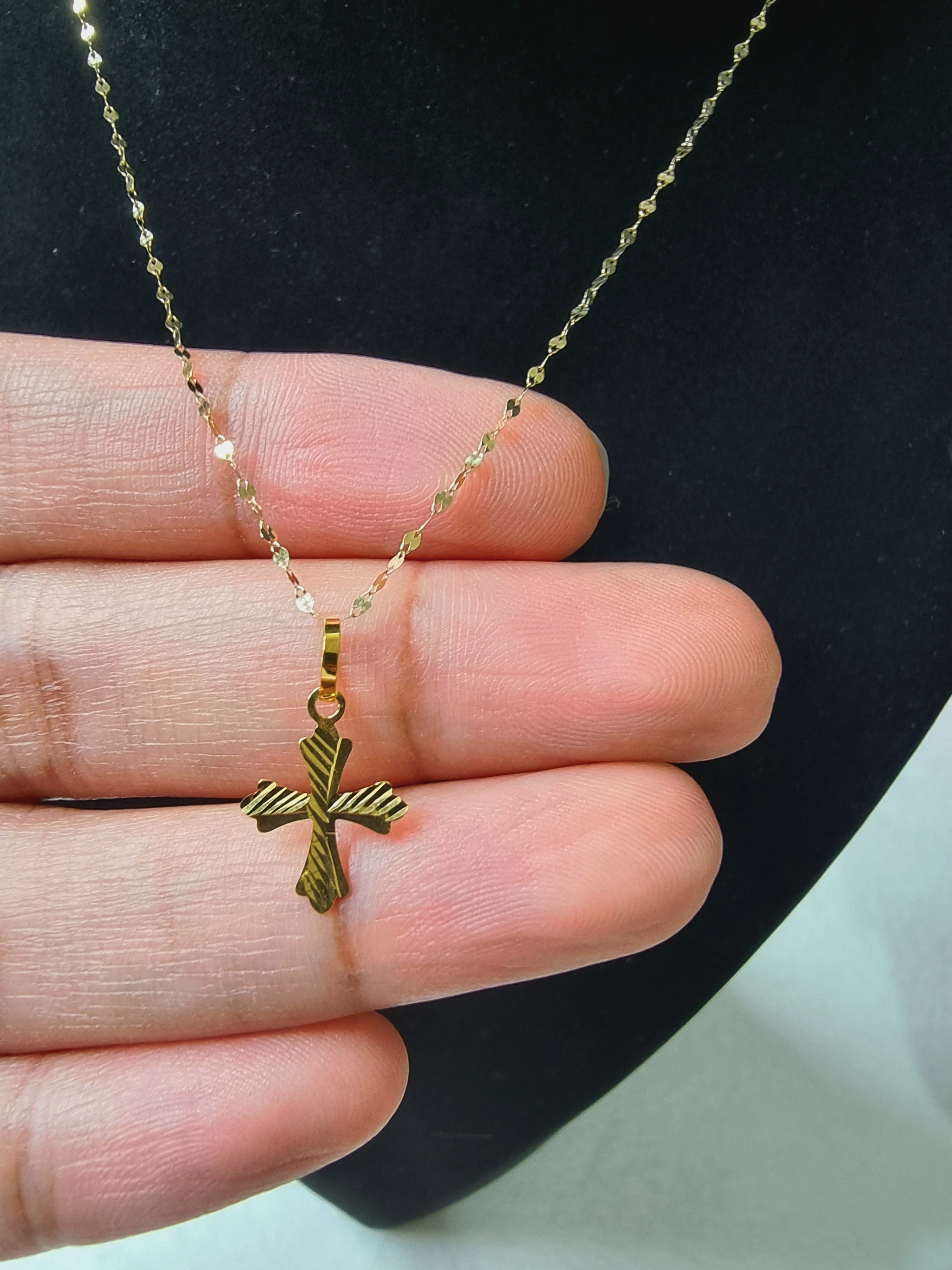 18K Pure Gold Cross Necklace