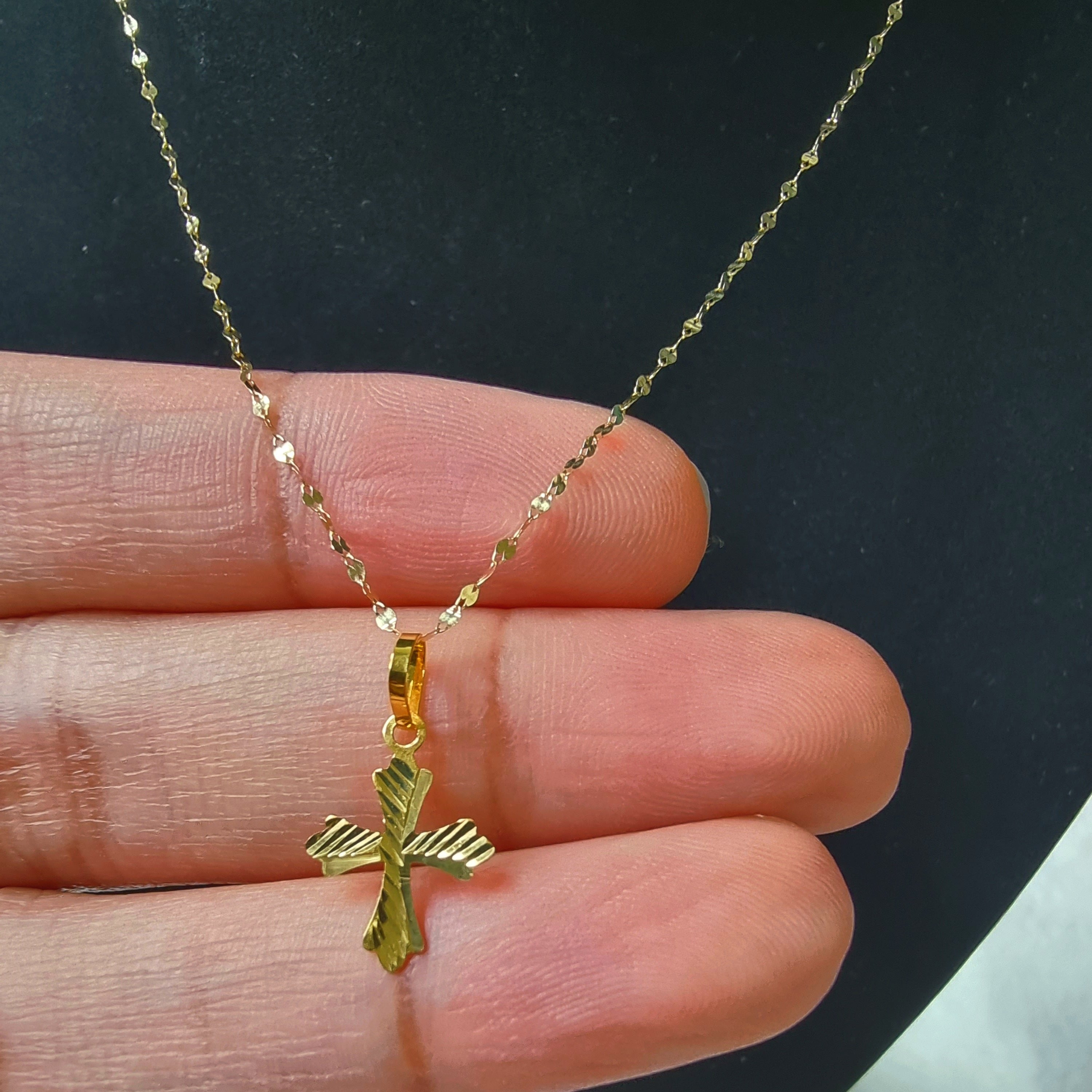 18K Pure Gold Cross Necklace