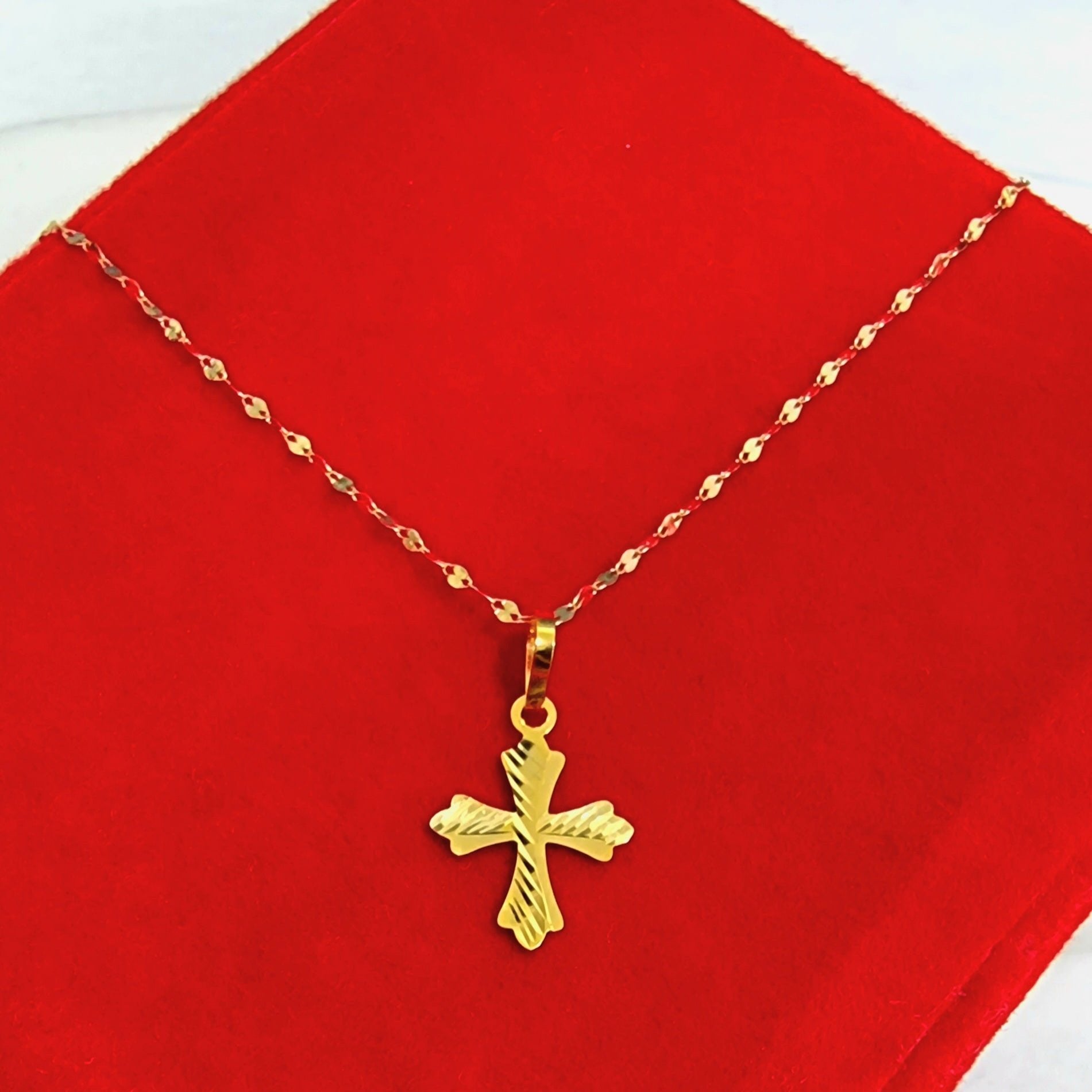 18K Pure Gold Cross Necklace