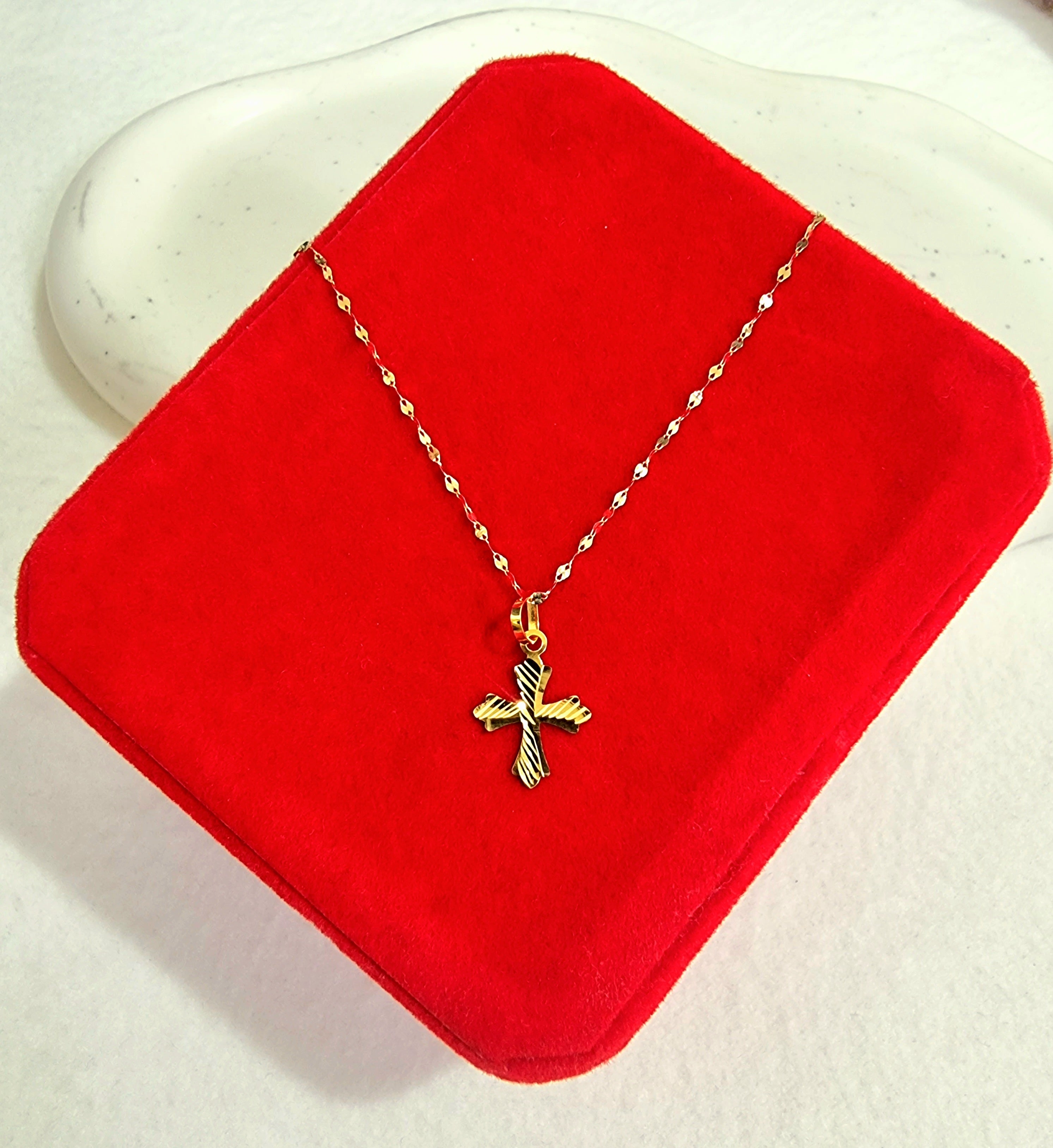 18K Pure Gold Cross Necklace