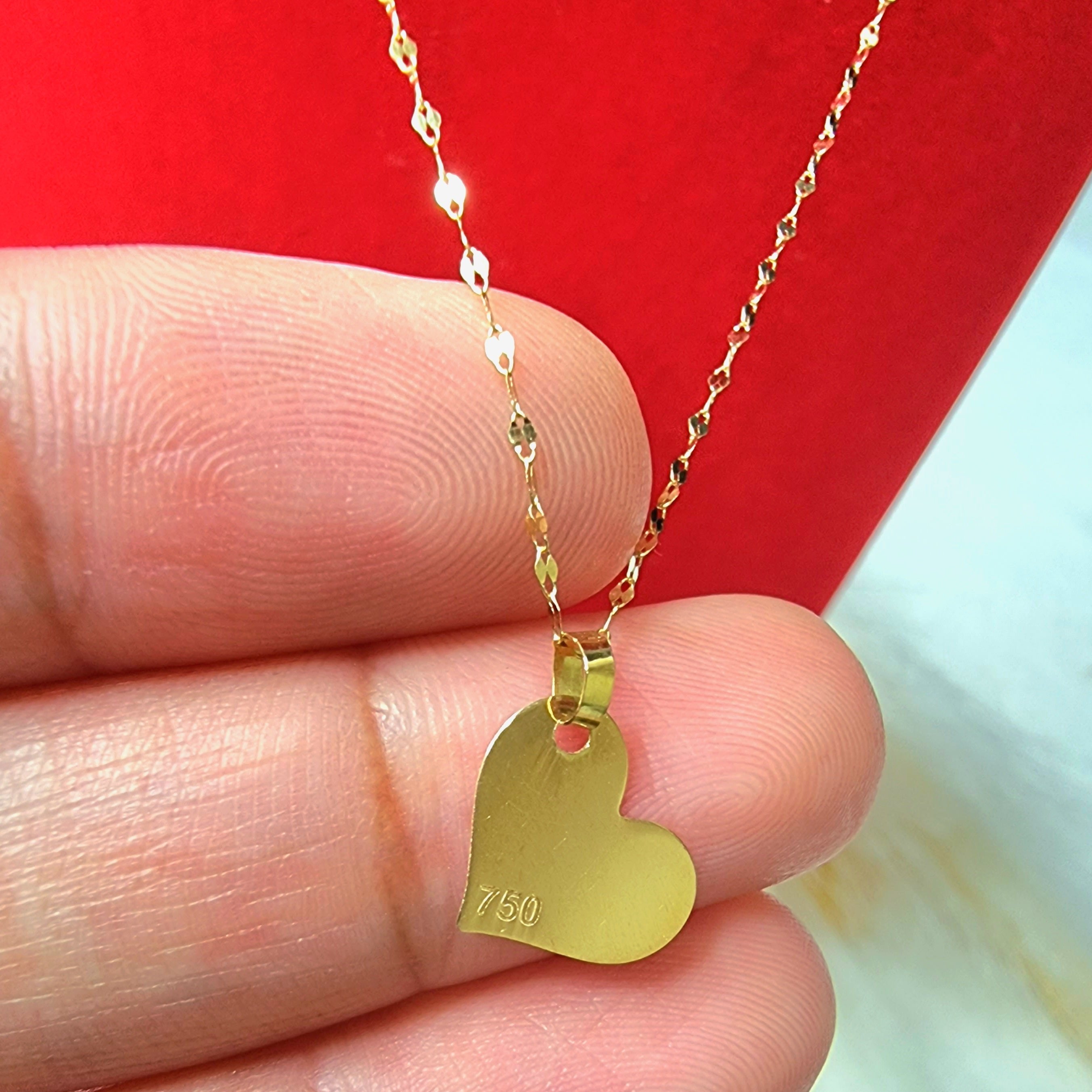 18K Pure Gold Heart Design Necklace