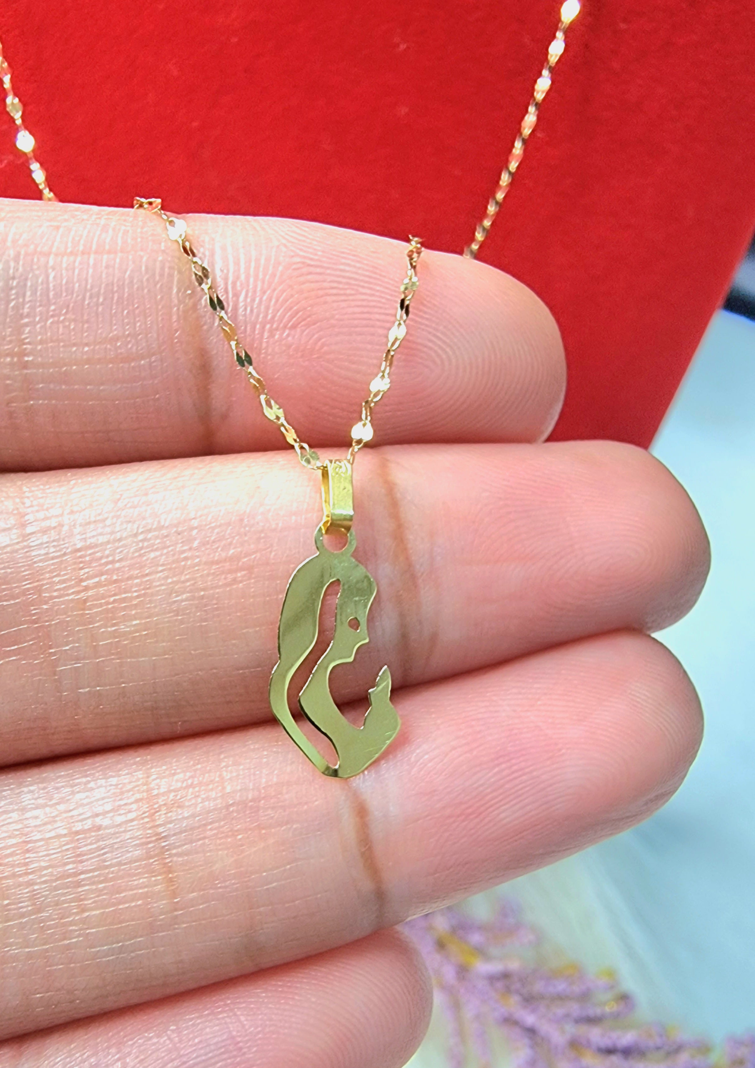 18K Pure Gold Mama Mary Necklace