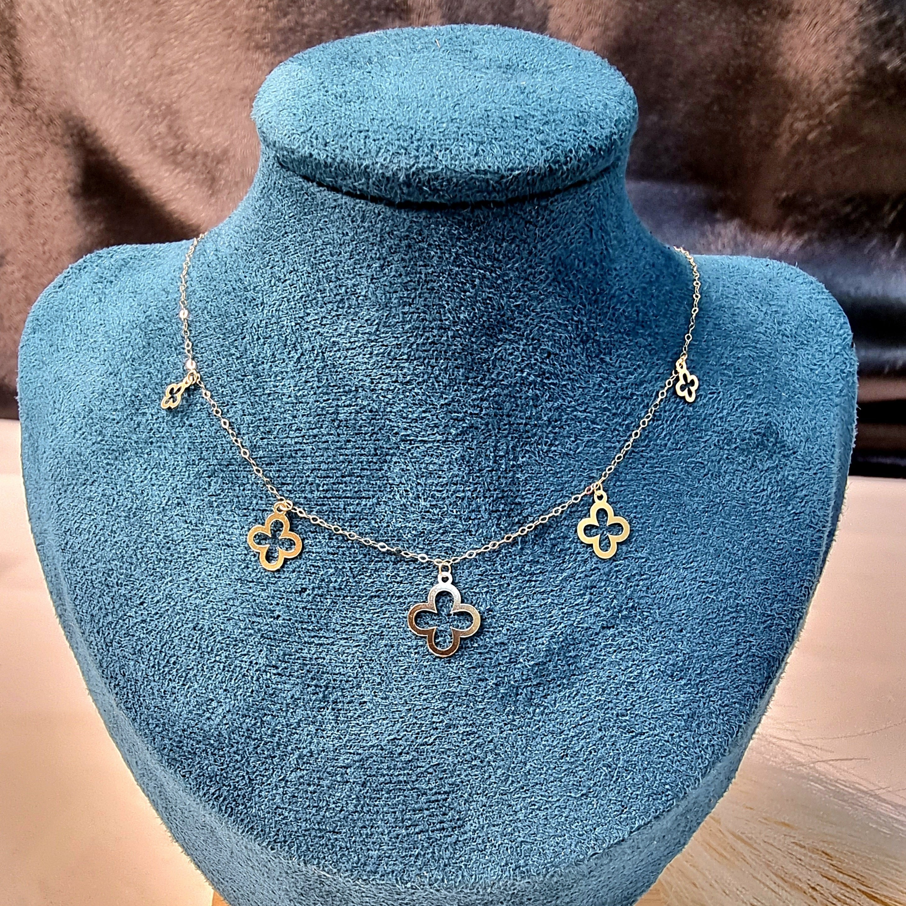 18K Pure Gold Fine Charm Flower Necklace