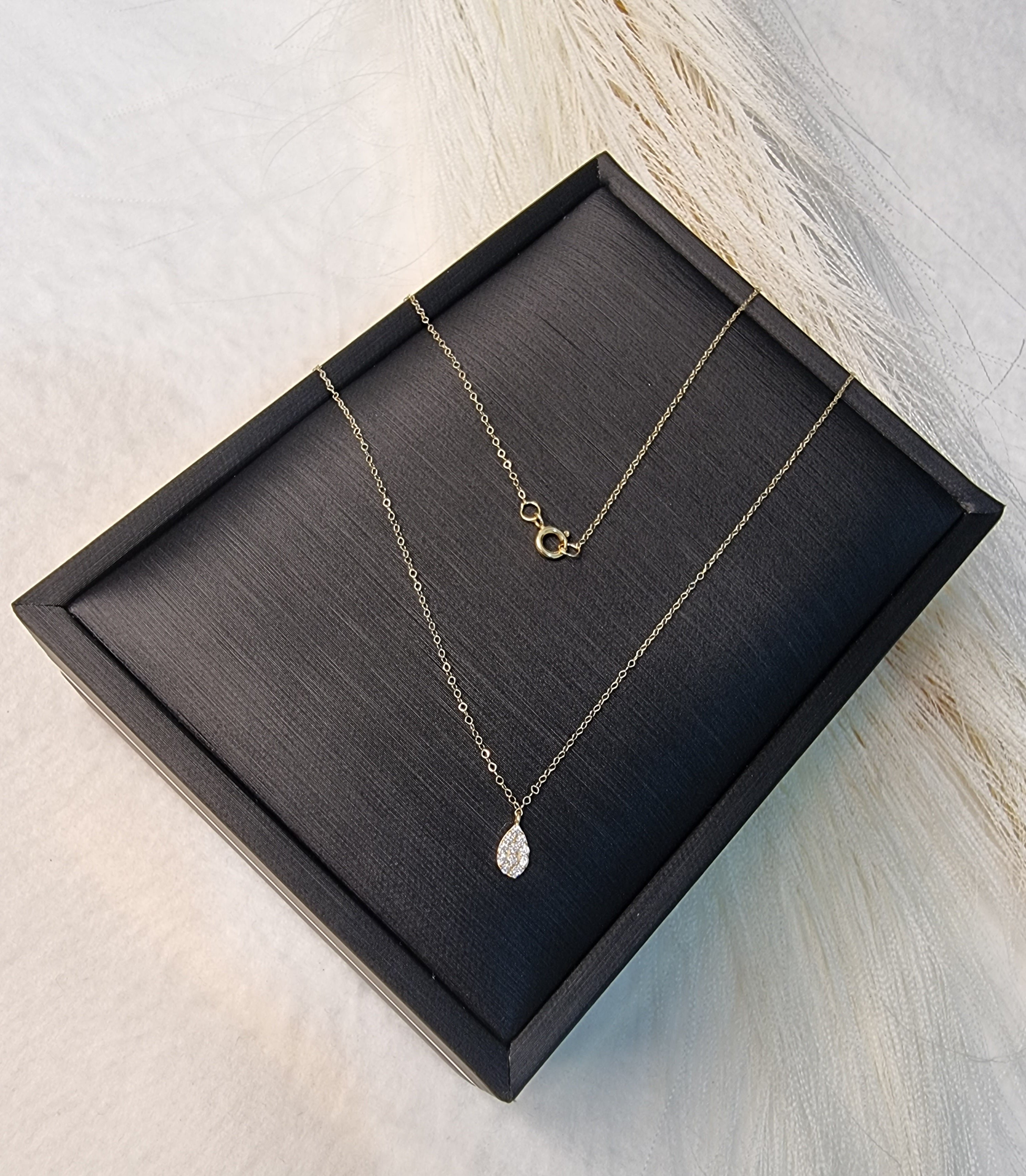 18K Pure Gold Stone Necklace