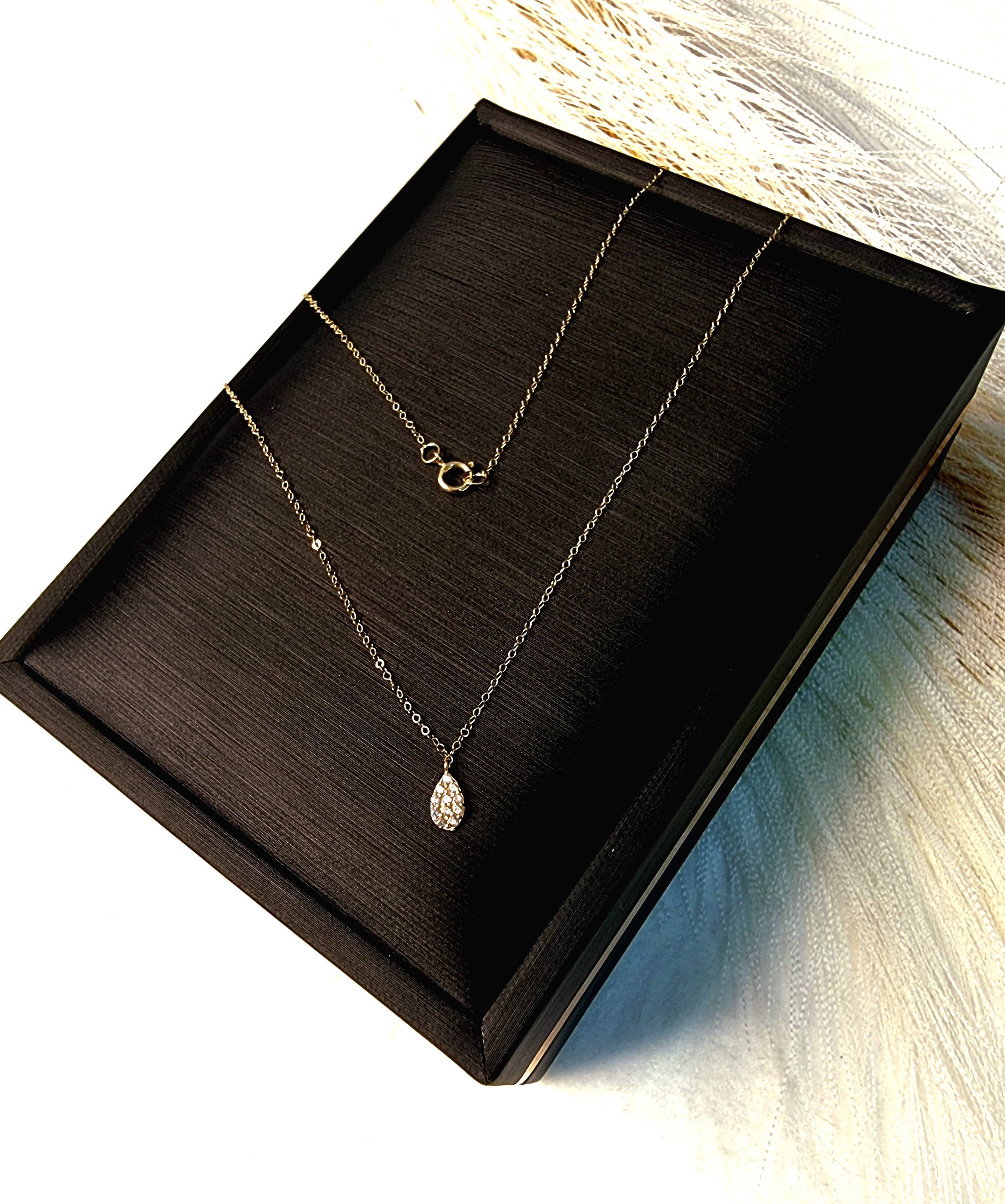 18K Pure Gold Stone Necklace